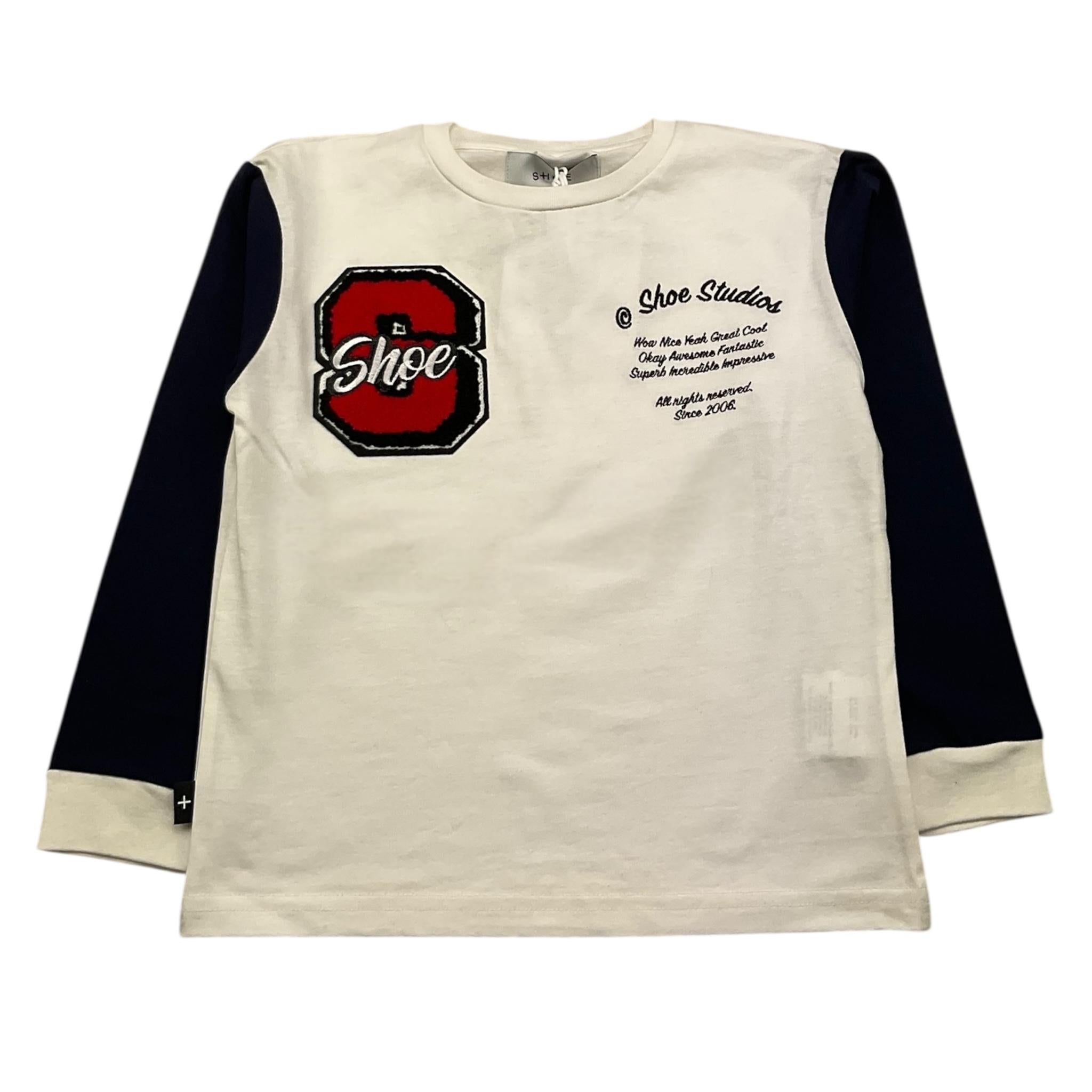 SHOE shirt girocollo tinta unita con maniche in contrasto Bianco per Bambino TATTON0612 BIANCO SHOE 