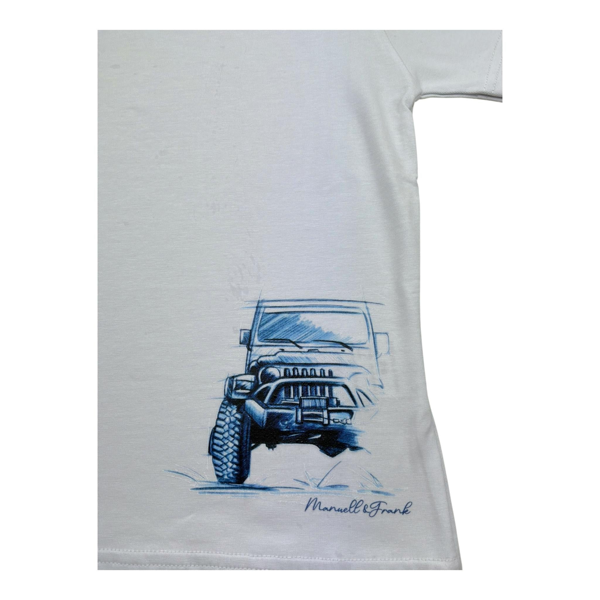 Manuel & Frank T-Shirt Girocollo Tinta Unita con Stampa per Bambino MF7385B BIANCO MANUEL & FRANK 