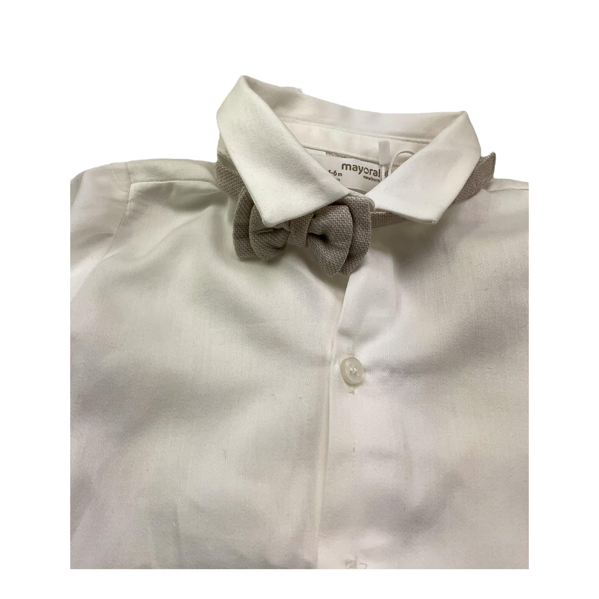 Mayoral Camicia Manica Lunga Tinta Unita con Papillon per Neonato 1102 BIANCO MAYORAL 