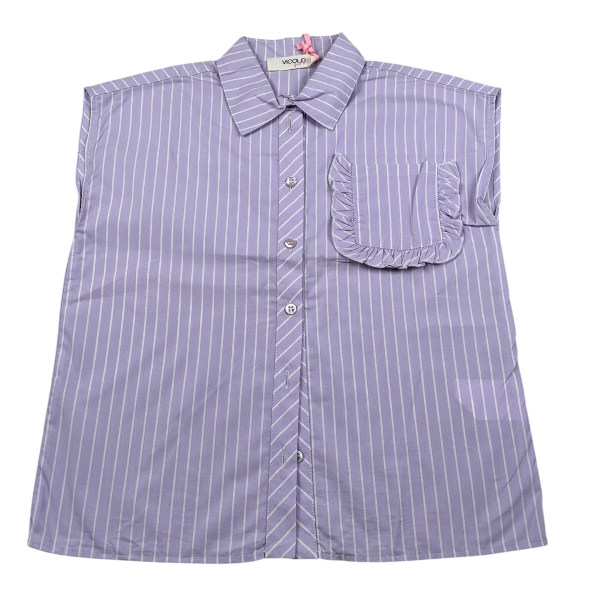 Vicolo Camicia Giromanica tinta unita con Taschino Lilla per Bambina 3146C0779 LILLA VICOLO 