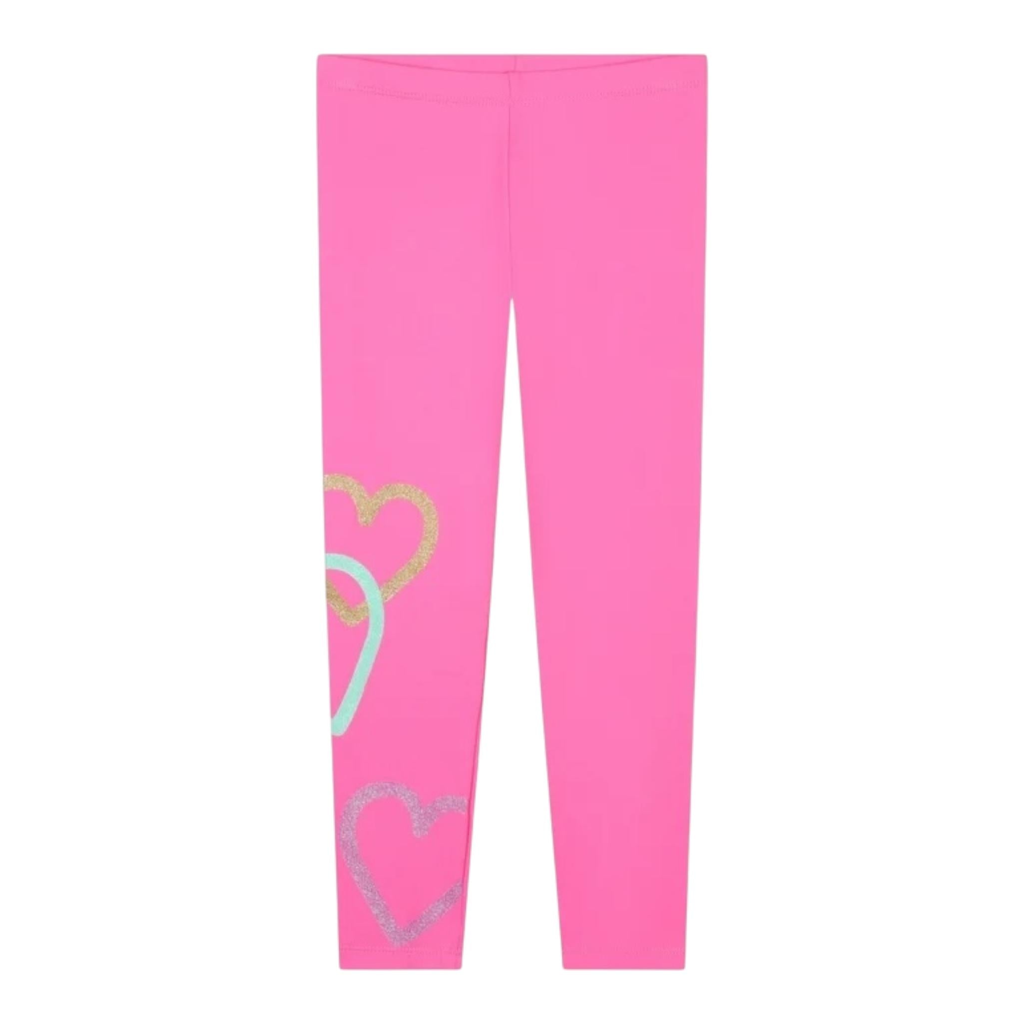 BillIEBLUSH leggins tinta unita con stampe cuori Rosa fluo per Neonata U20443N ROSA FLUO BillIEBLUSH 