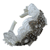 Les Gamins Cerchietto Tinta Unita con Brillantini per Bambina LG707014 BIANCO LES GAMINS 