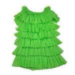 Y-Clu Abito Tinta Unita con Balze per Bambina Y19170 VERDE Y-CLU 