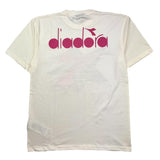 Diadora T-Shirt Girocollo Tinta Unita Con Stampa In Contrasto Panna Per Bambina