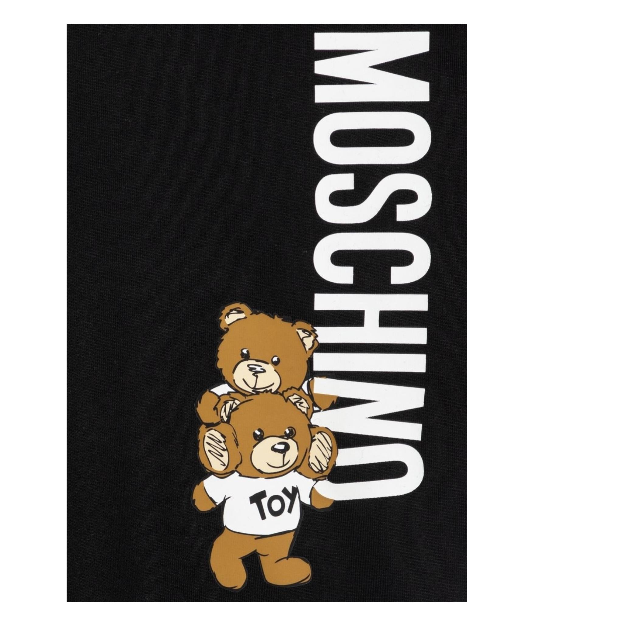MOSCHINO felpa tinta unita gircollo con stampa Nero per Bambino H8F05R NERO MOSCHINO 
