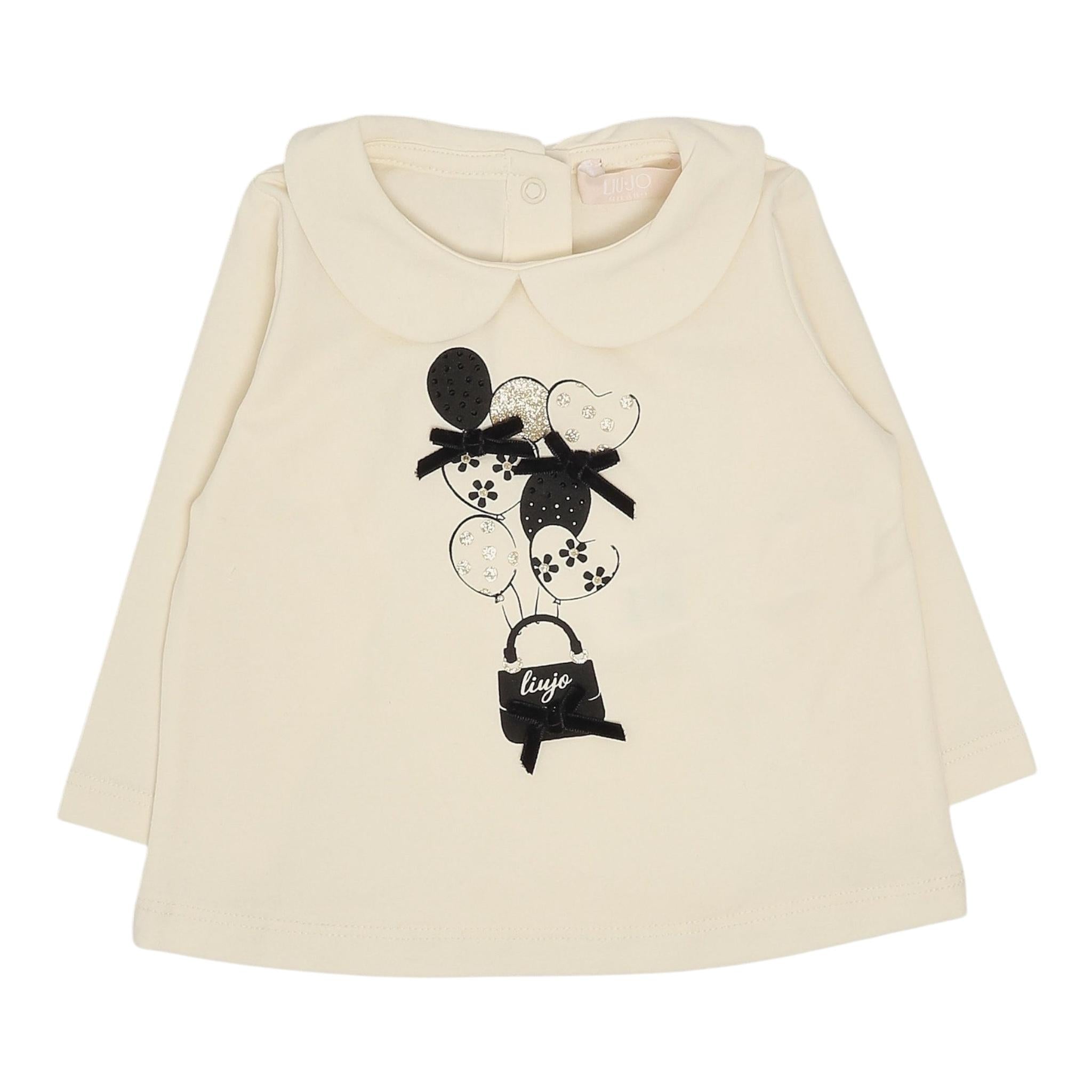 LIU JO shirt girocollo tinta unita con stampa in contrasto Panna per Neonata HF4078 PANNA LIU JO 
