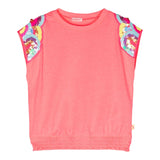 Billieblush T-Shirt Girocollo Tinta Unita Con Paillettes E Elastico Rosa Per Bambina