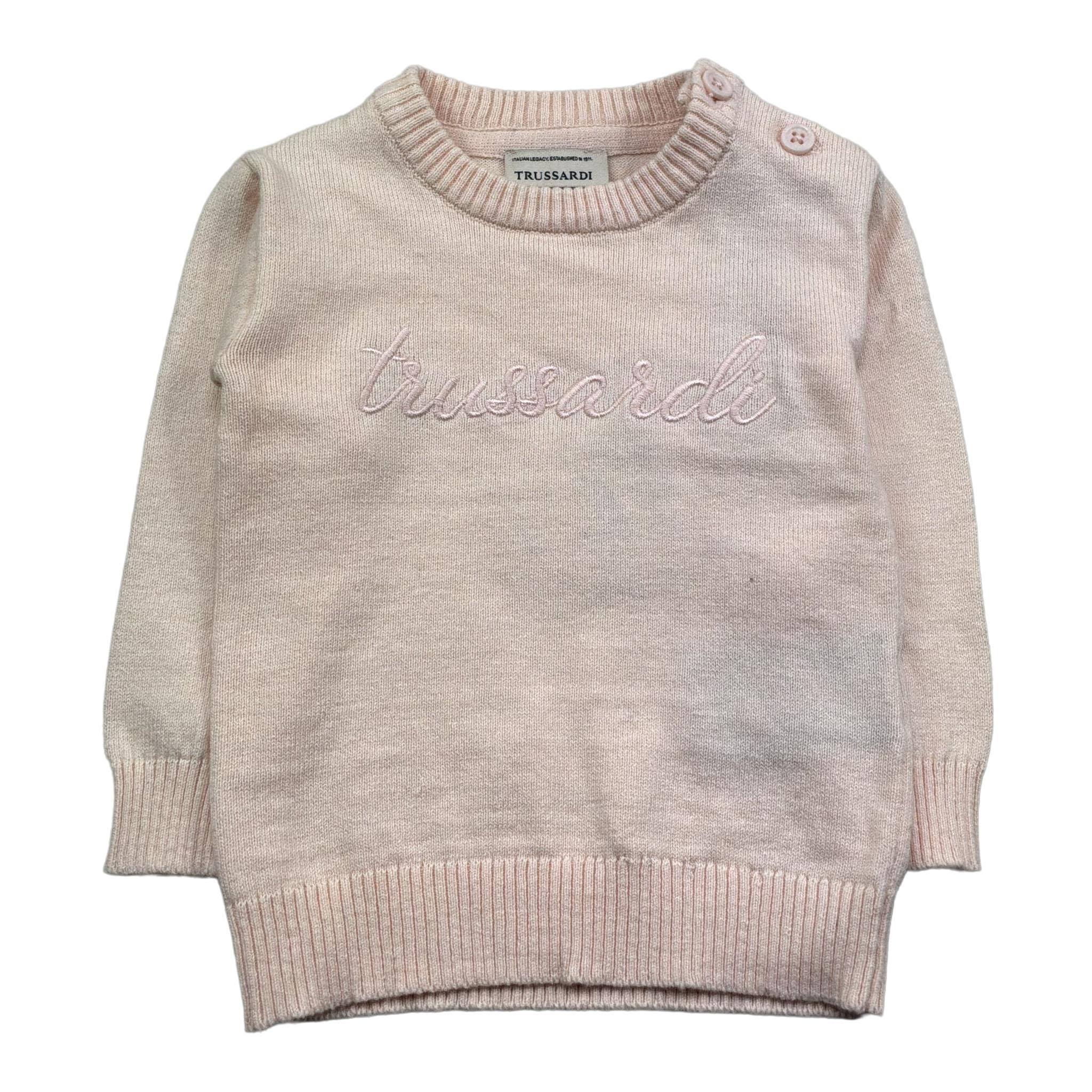 Trussardi Maglia Girocollo Tinta Unita con Logo per Neonata TIP26019MA ROSA TRUSSARDI 