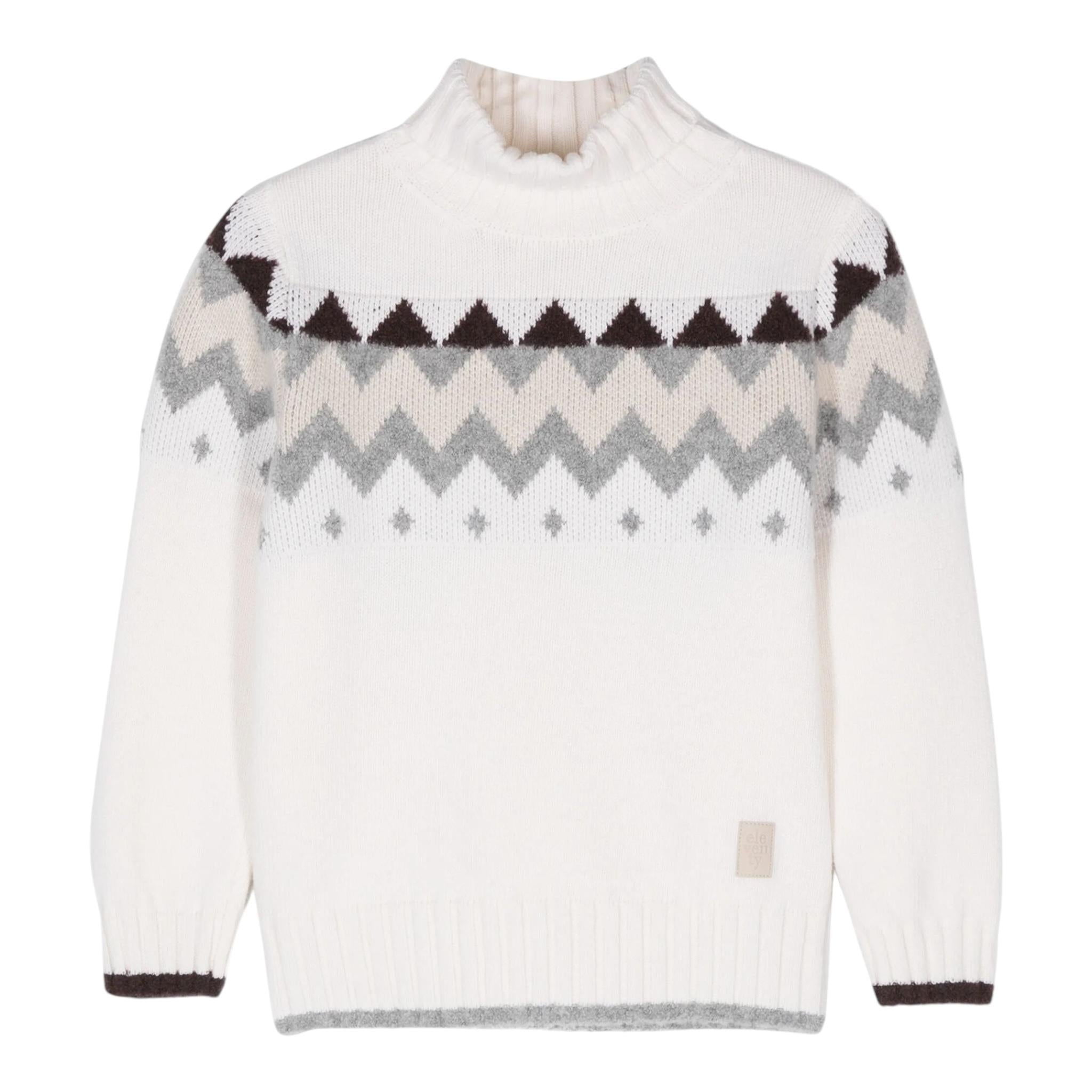 ELEVENTY maglia collo alto tinta unita con stampa in contrasto Panna per Bambino EV9P50X PANNA ELEVENTY 