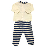 Lalalu' Completo 2 Pezzi Shirt-Ghettina Bicolore Panna/Blu Per Neonato