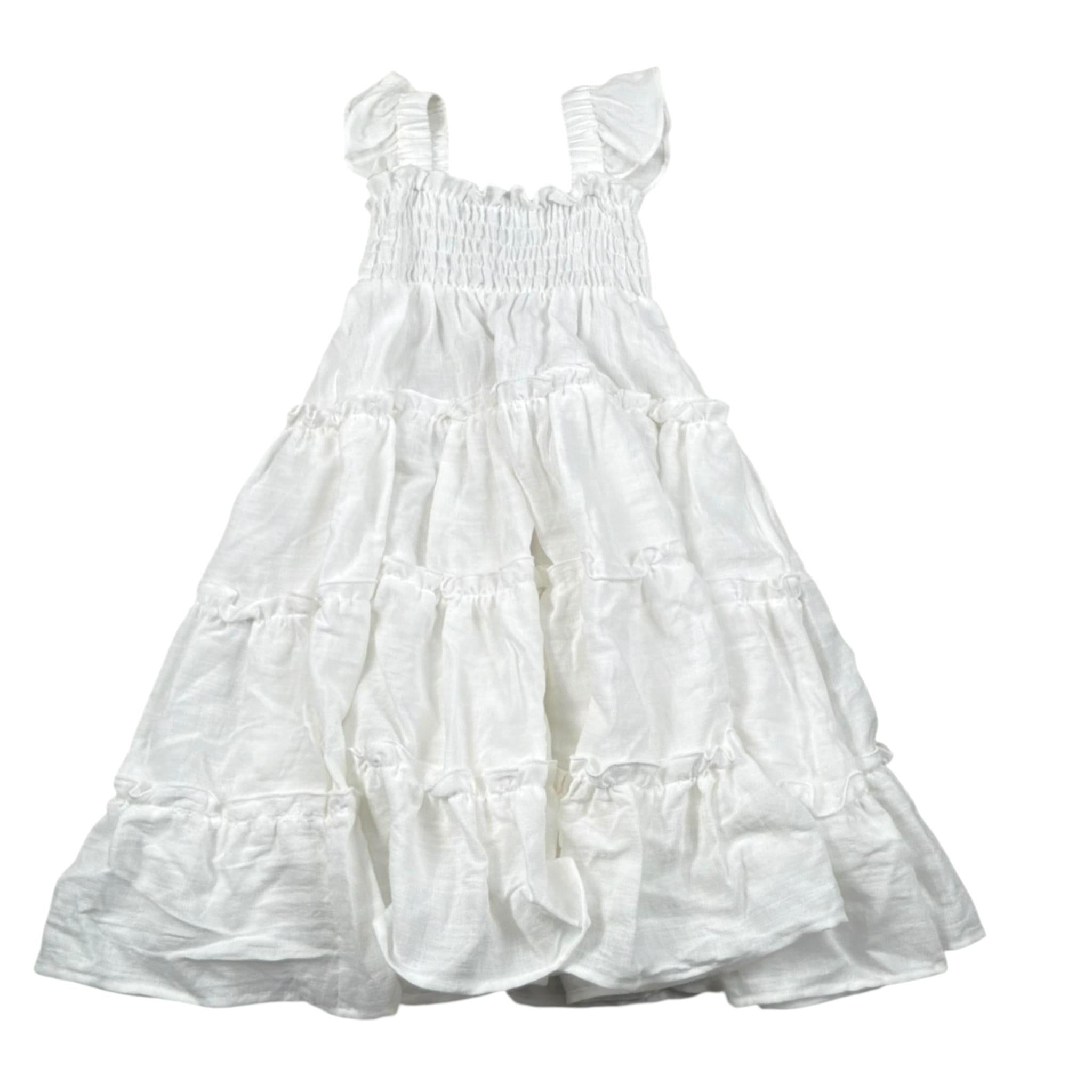 Magil Abito Tinta Unita con Arriccio per Neonata HN20004N BIANCO MAGIL 