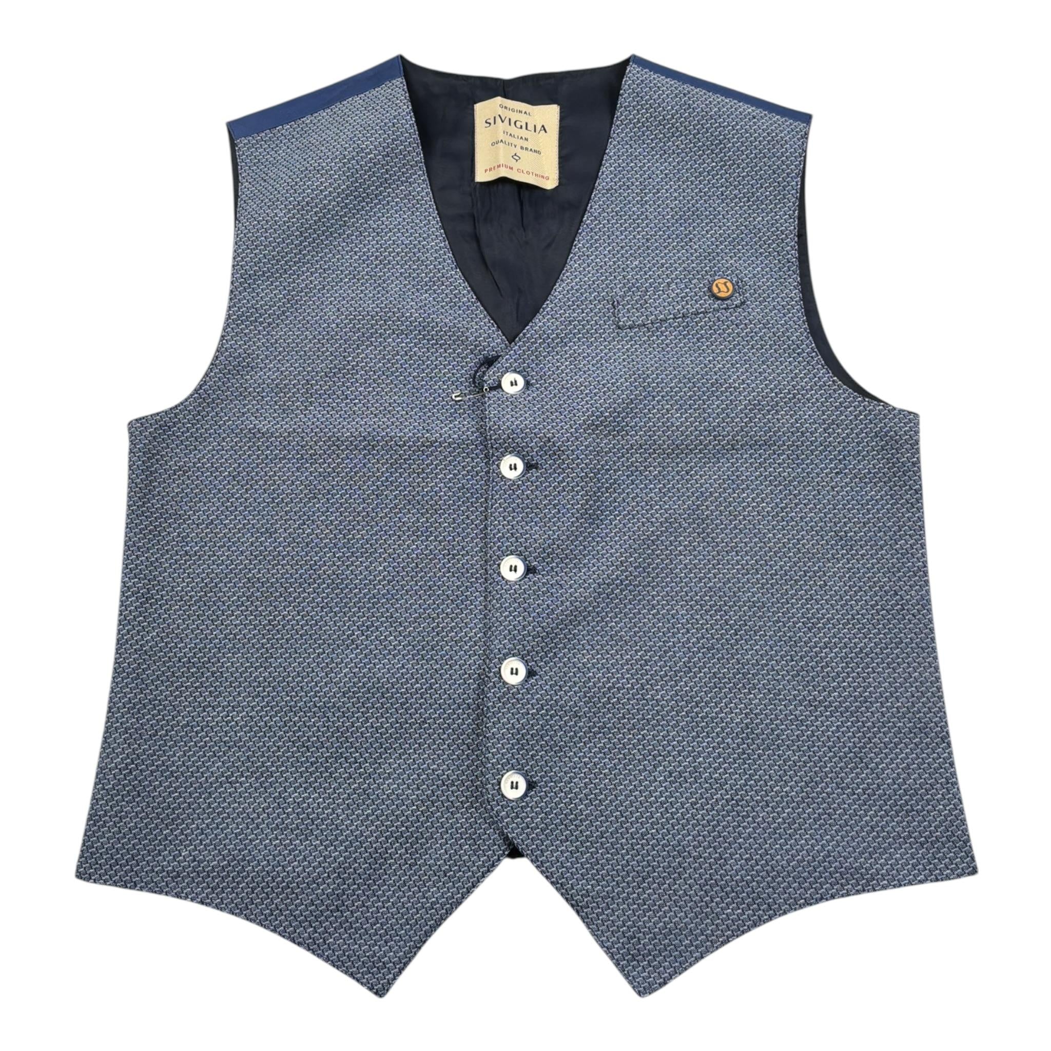 Siviglia Gilet tinta unita con Fantasia Blu per Bambino GLS500J BLU SIVIGLIA 