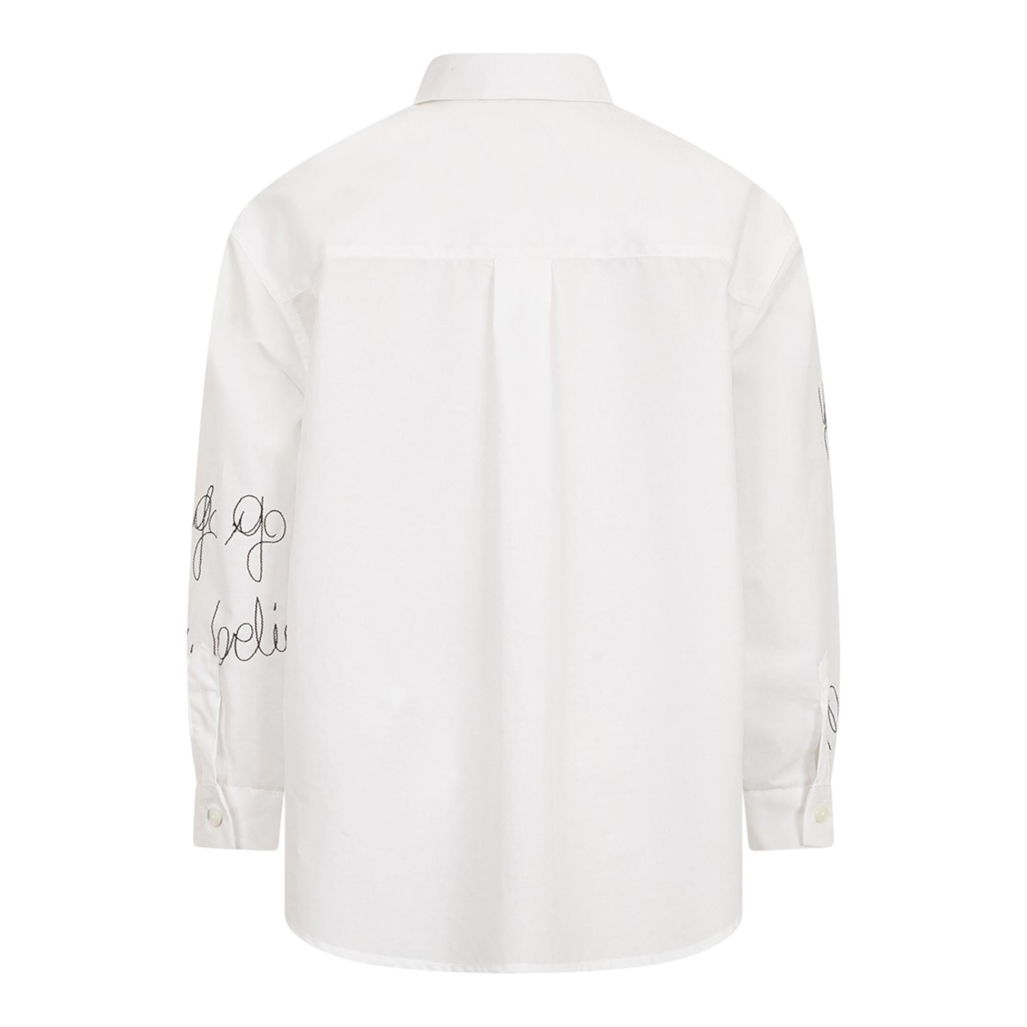 Simonetta Camicia Tinta Unita con Logo per Bambina SW5A40 BIANCO SIMONETTA 