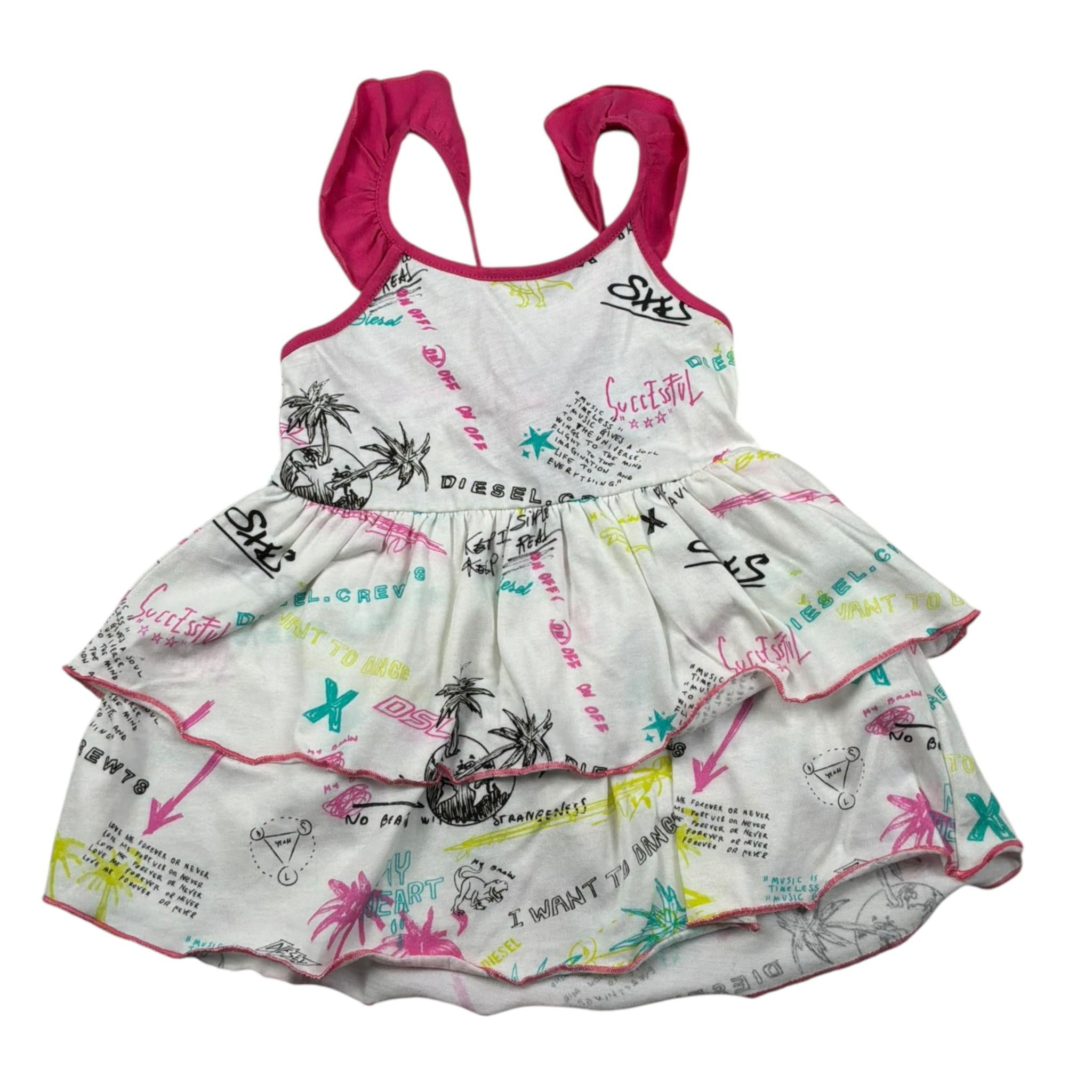 Diesel Abito Giromanica Tinta Unita con Stampe per Neonata K00162 BIANCO DIESEL 