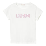 Liu Jo T-Shirt Girocollo Tinta Unita con Brillantini per Bambina KA5081X BIANCO LIU JO 