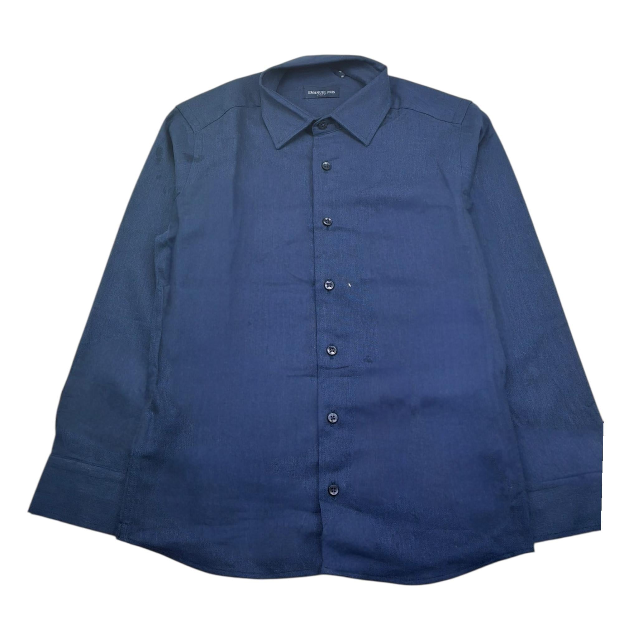 Emanuel Pris Camicia Manica Lunga Tinta Unita per Bambino ECM4169R BLU EMANUEL PRIS 