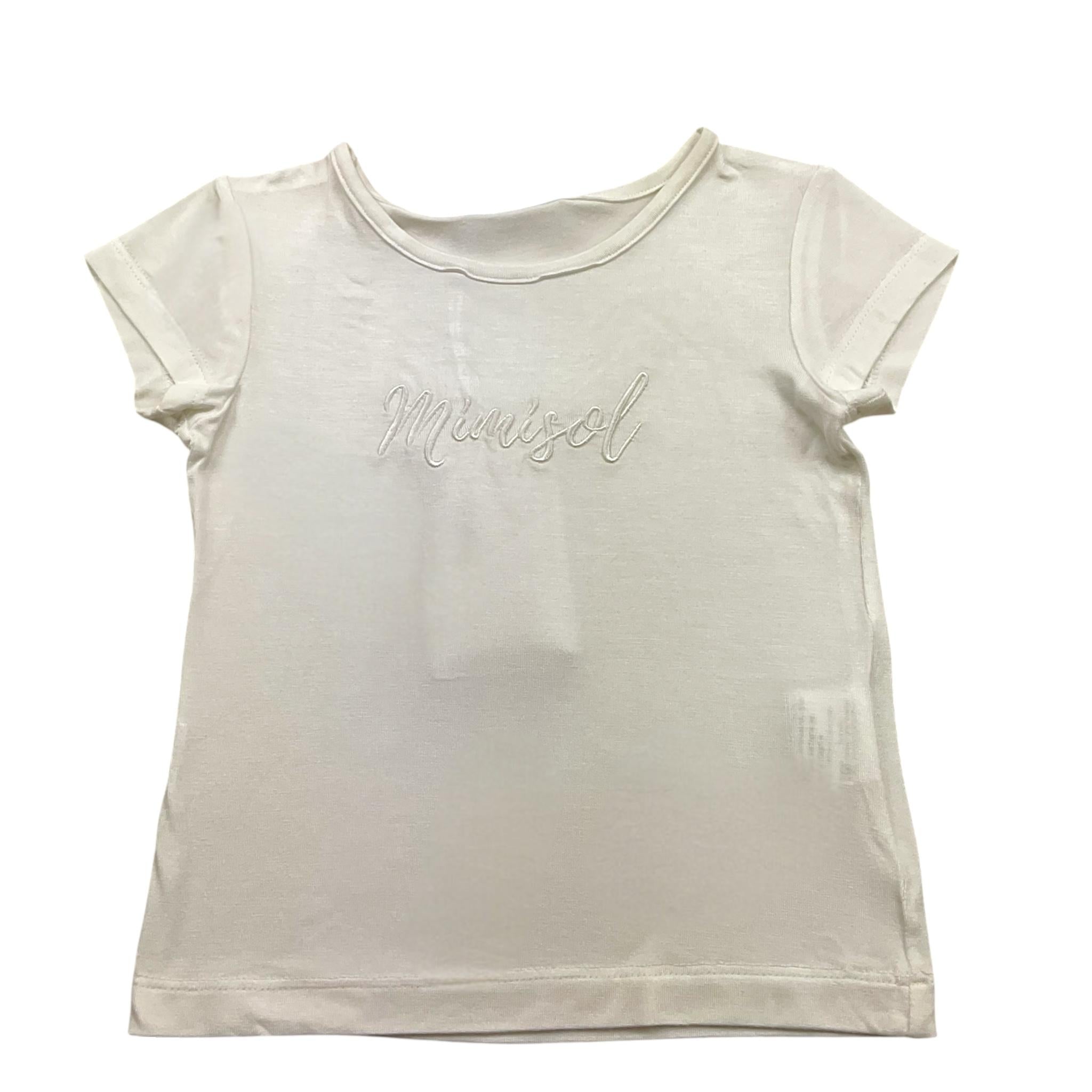 Mimisol T-Shirt Tinta Unita con Logo per Neonata MFTS076 BIANCO MIMISOL 