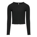 ONLY maglia tinta unita girocollo a costine Nero per Bambina 15326388 NERO ONLY 
