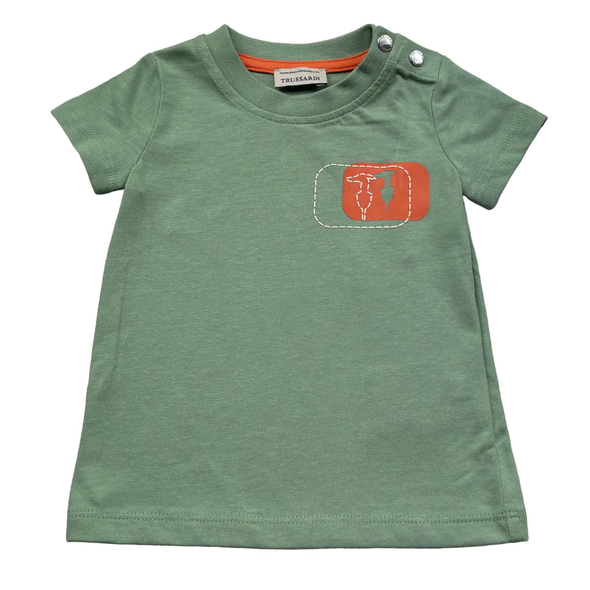 Trussardi T-Shirt Girocollo Tinta Unita con Logo per Neonato TIP26049TS VERDE TRUSSARDI 