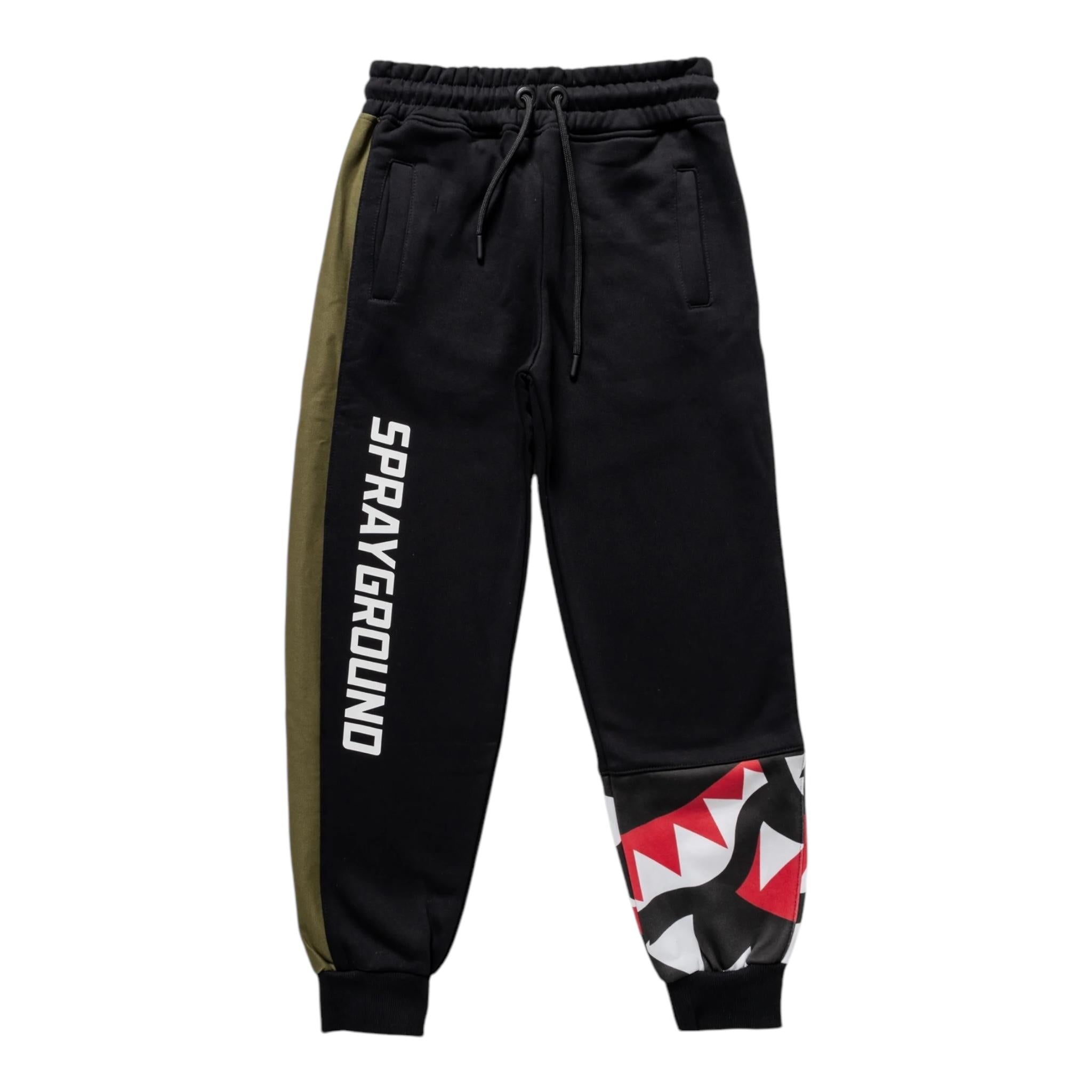 SPRAYGROUND pantalone tuta tinta unita con stampa in contrasto Nero per Bambino SPY1202 NERO SPRAYGROUND 