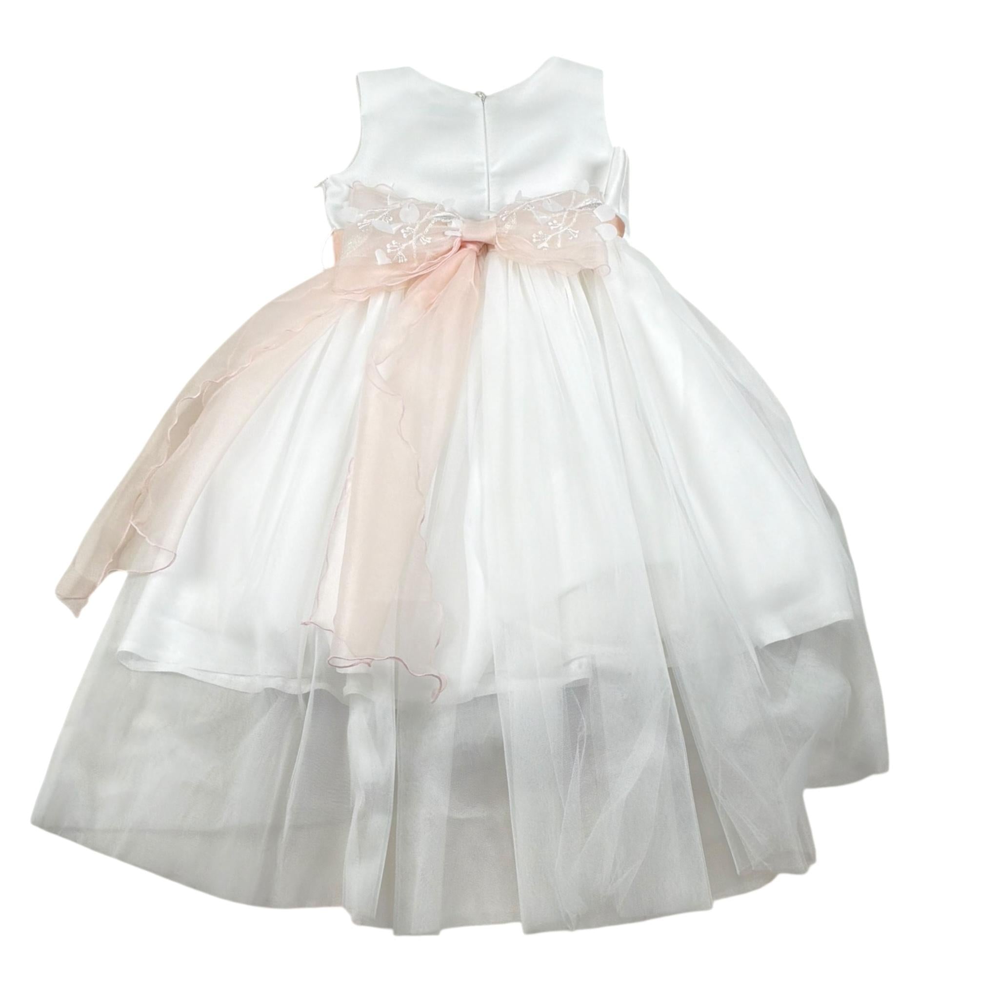 Bella Brilli Abito Cerimonia Tinta Unita Giromanica per Bambina BB802446 BIANCO BELLA BRILLI 