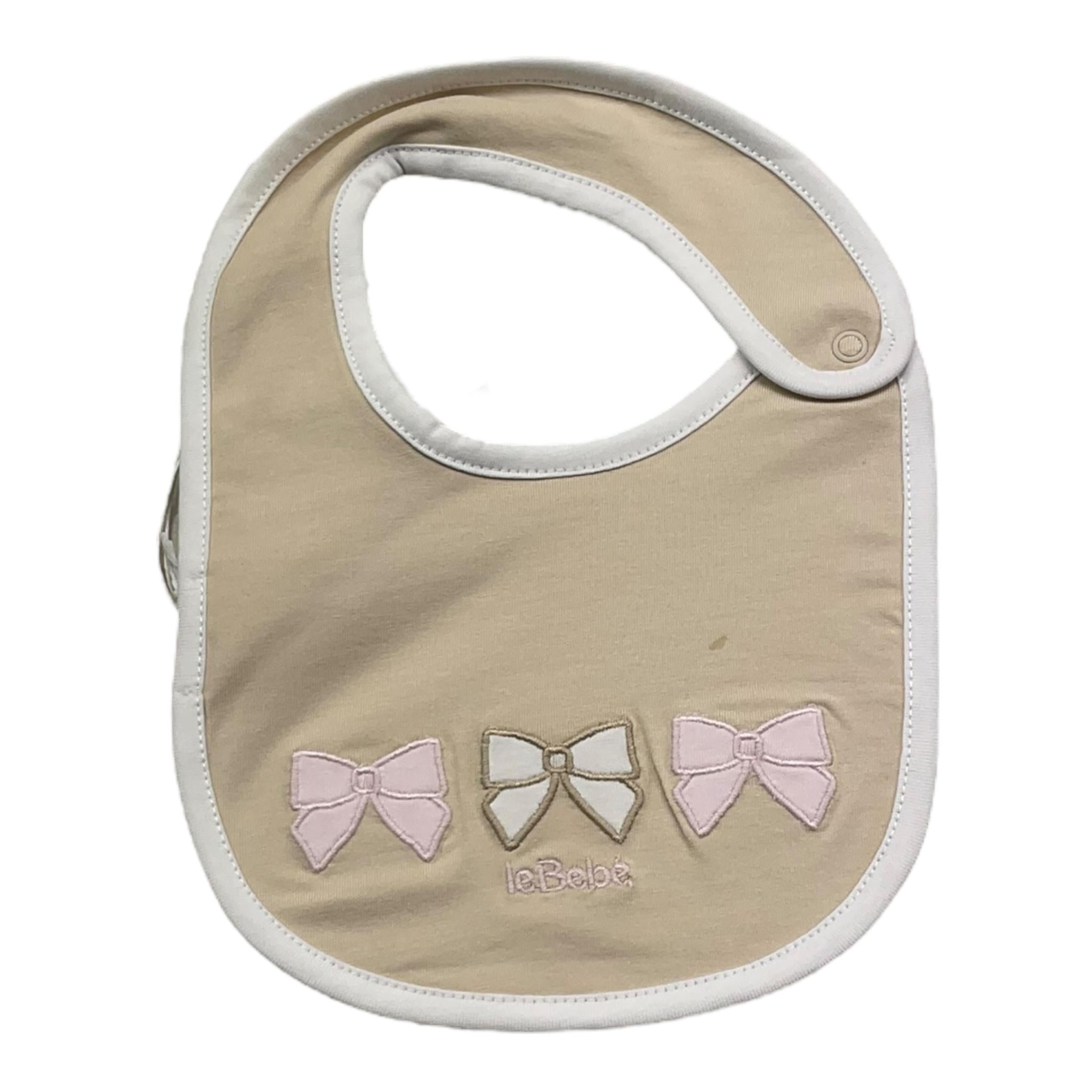Le Bebe' Bavetta Tinta Unita con Stampa per Neonata LBG5666 BEIGE LE BEBE' 