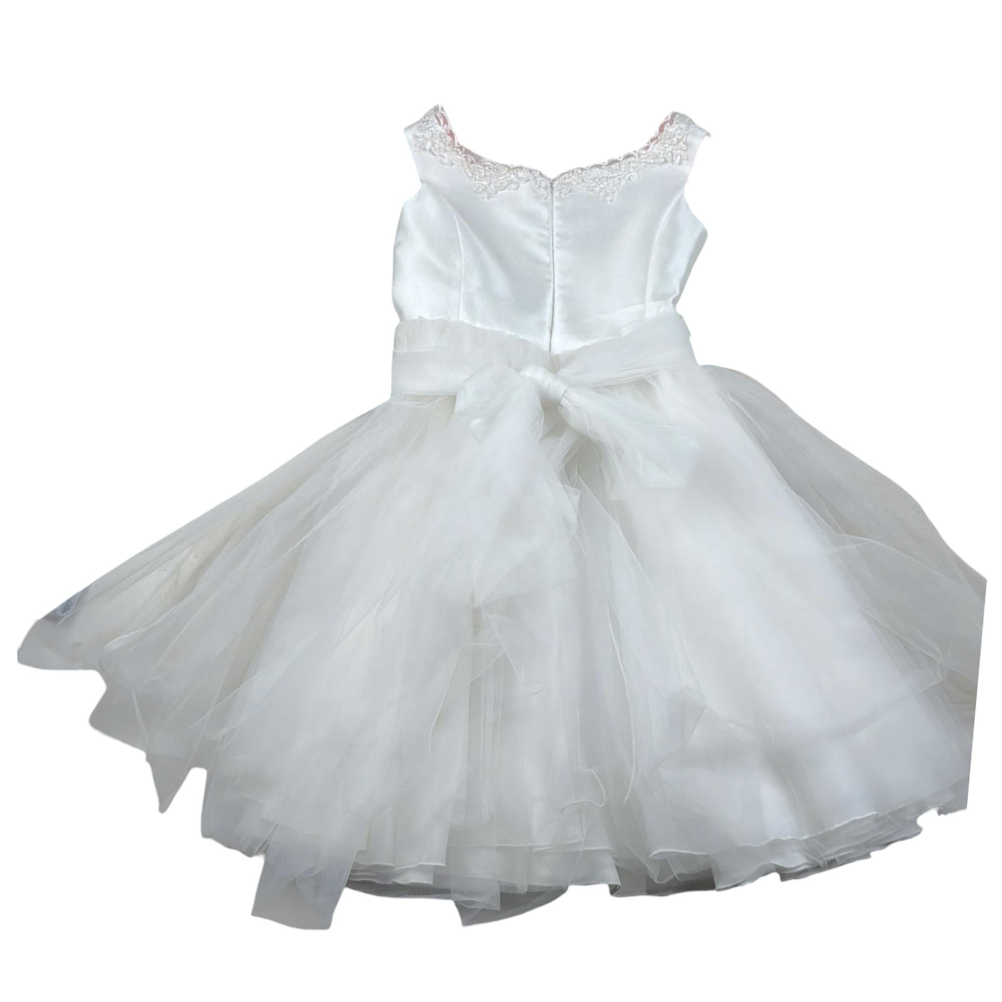 Isabel Abito Cerimonia Tinta Unita con Tulle per Bambina 43140S BIANCO ISABEL 