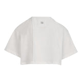 Dou Dou T-Shirt Girocollo Tinta Unita Modello Crop per Bambina DW8A51 BIANCO DOU DOU 