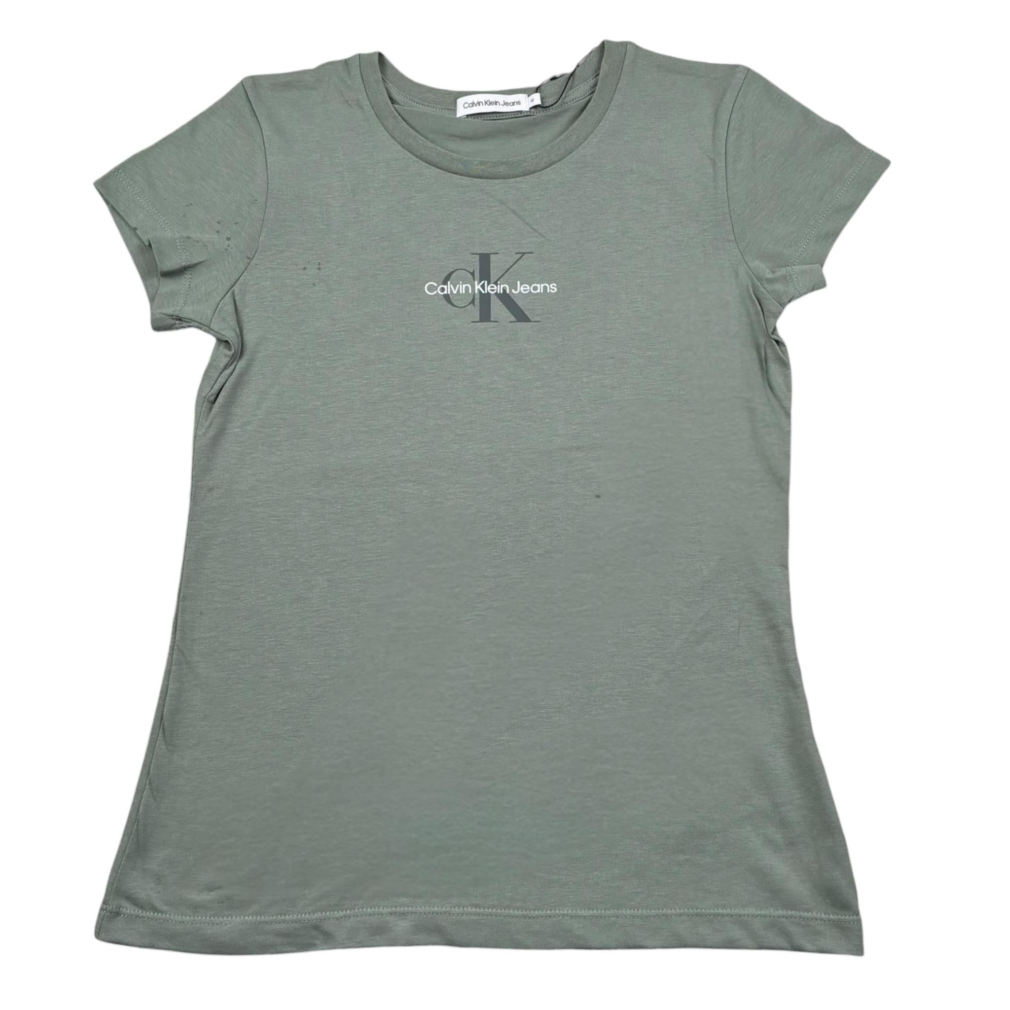 Calvin Klein T-Shirt Girocollo Tinta Unita con Stampa per Bambino IG0IG014700XX VERDE CALVIN KLEIN 