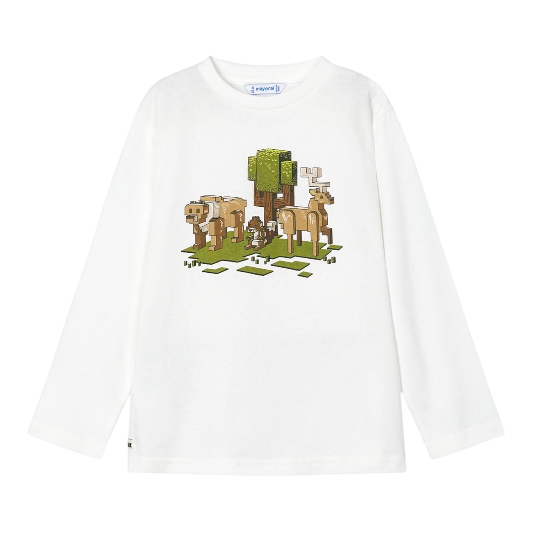 MAYORAL shirt girocollo tinta unita con stampa Bianco per Bambino 4054J BIANCO MAYORAL 