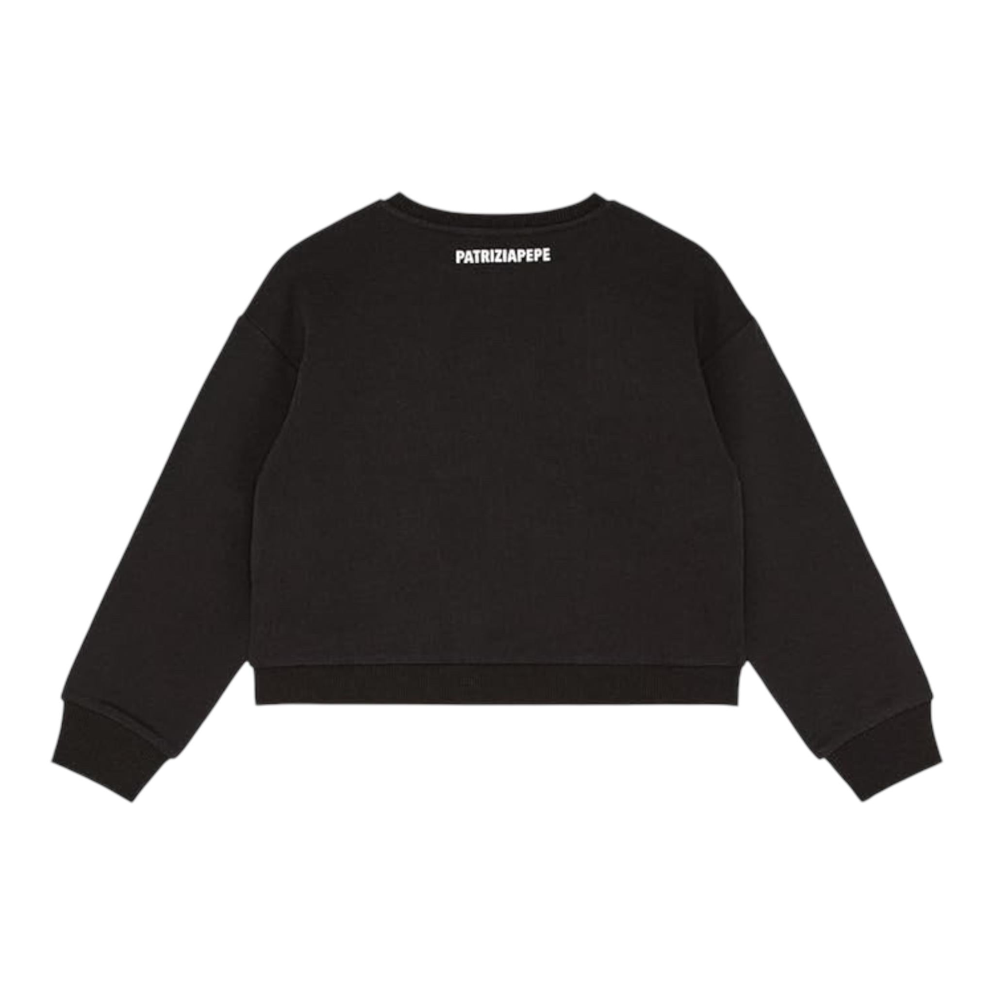 PATRIZIA PEPE felpa chiusa girocollo tinta unita con brillantini Nero per Bambina 7M0833 NERO PATRIZIA PEPE 