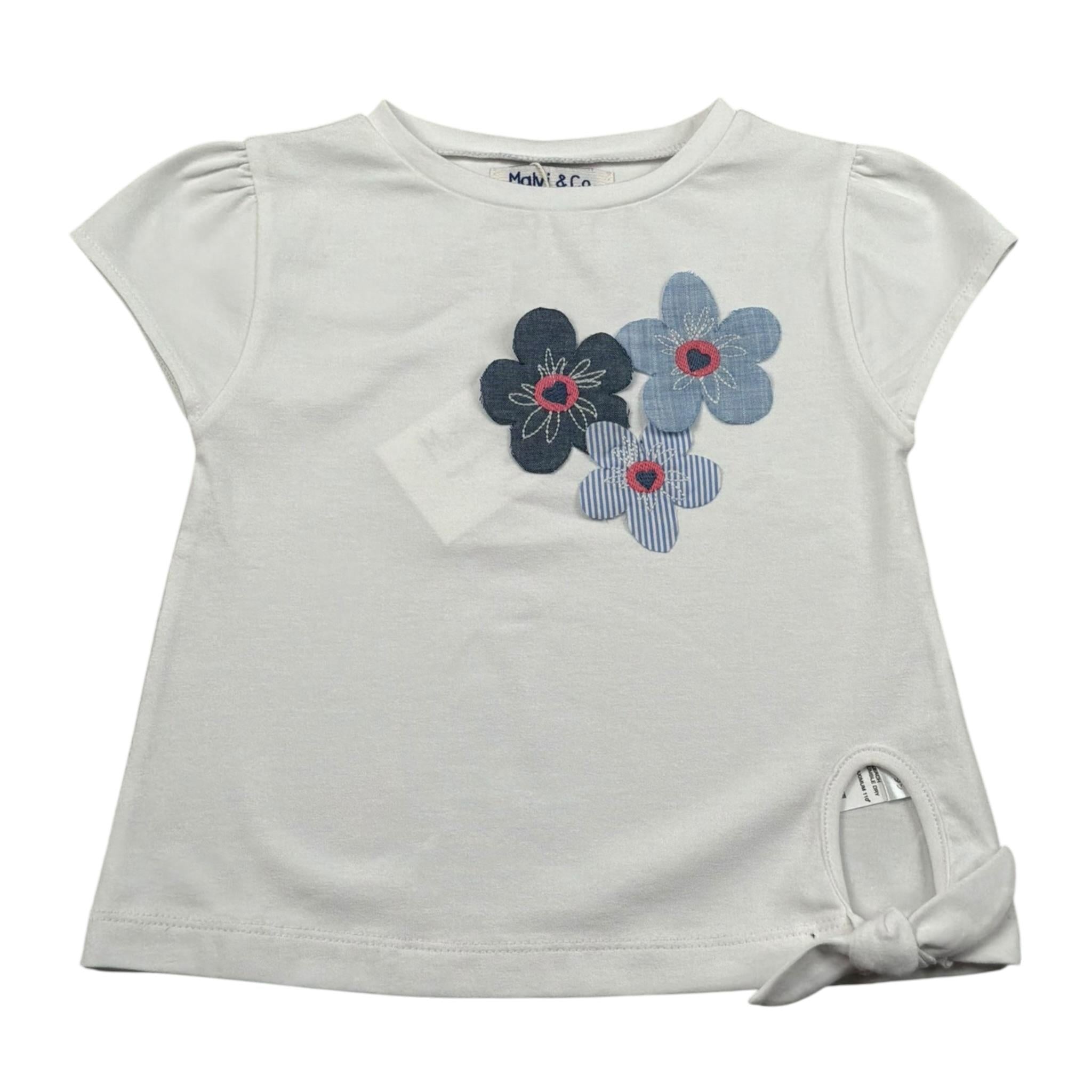 Malvi & Co T-Shirt Girocollo Tinta Unita con Applicazioni per Bambina S25M030CAJJJ BIANCO MALVI & CO 