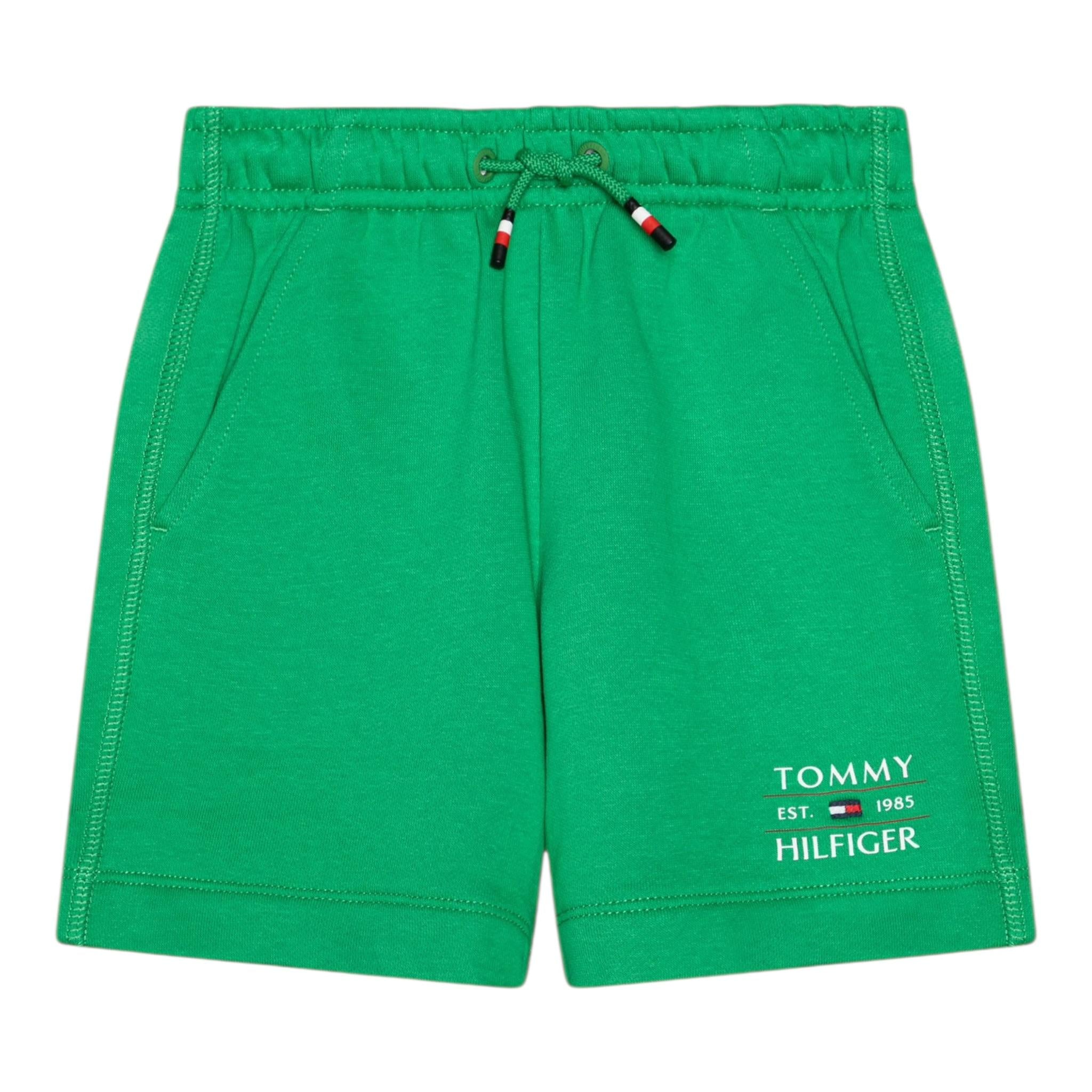 Tommy Hilfiger Bermuda Tuta Tinta Unita con Logo per Bambino KB0KB09481 VERDE TOMMY HILFIGER 