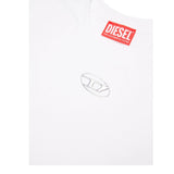Diesel T-Shirt Girocollo Tinta Unita con Logo per Bambina J02022X BIANCO DIESEL 