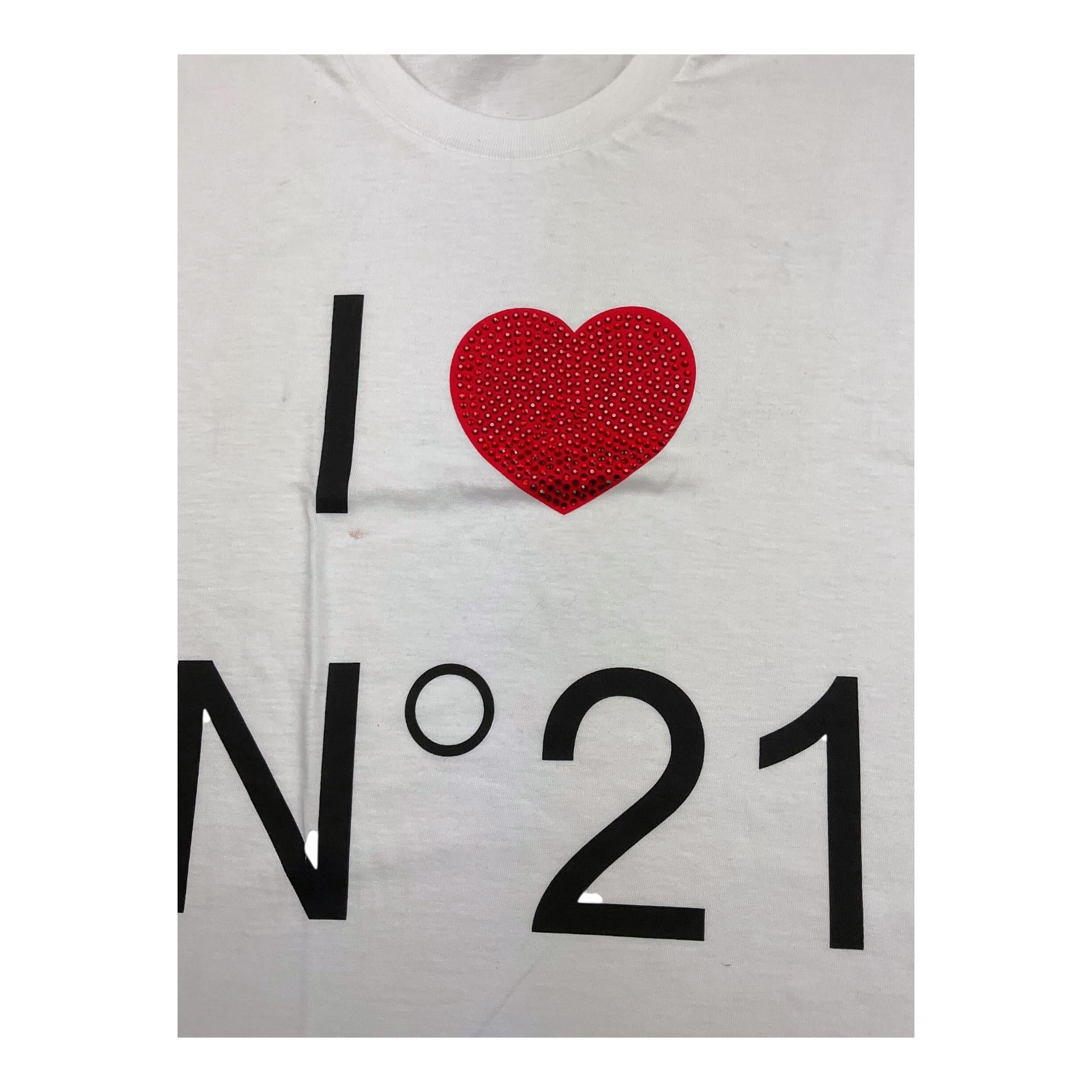 N°21 t-shirt girocollo tinta unita con stampa Bianco per Bambina N21124 BIANCO N°21 