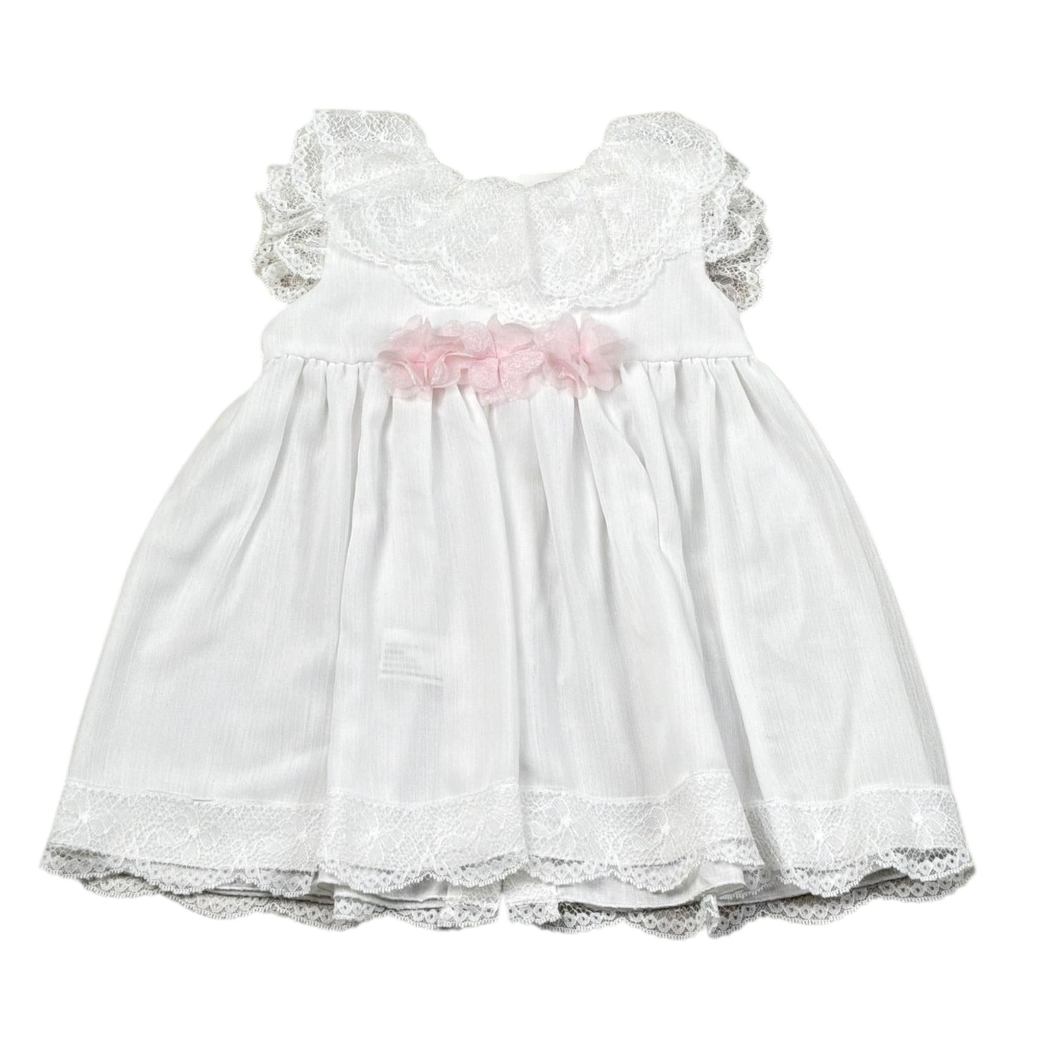 Granlei Abito Tinta Unita con Ricami per Neonata 125185 BIANCO GRANLEI 