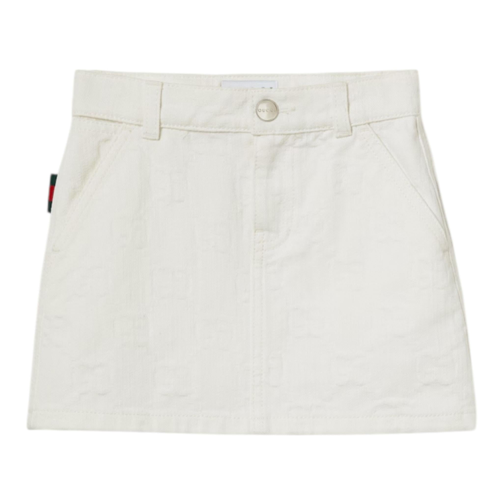 Gucci Gonna Tinta Unita Logata per Bambina 808297 BIANCO GUCCI 