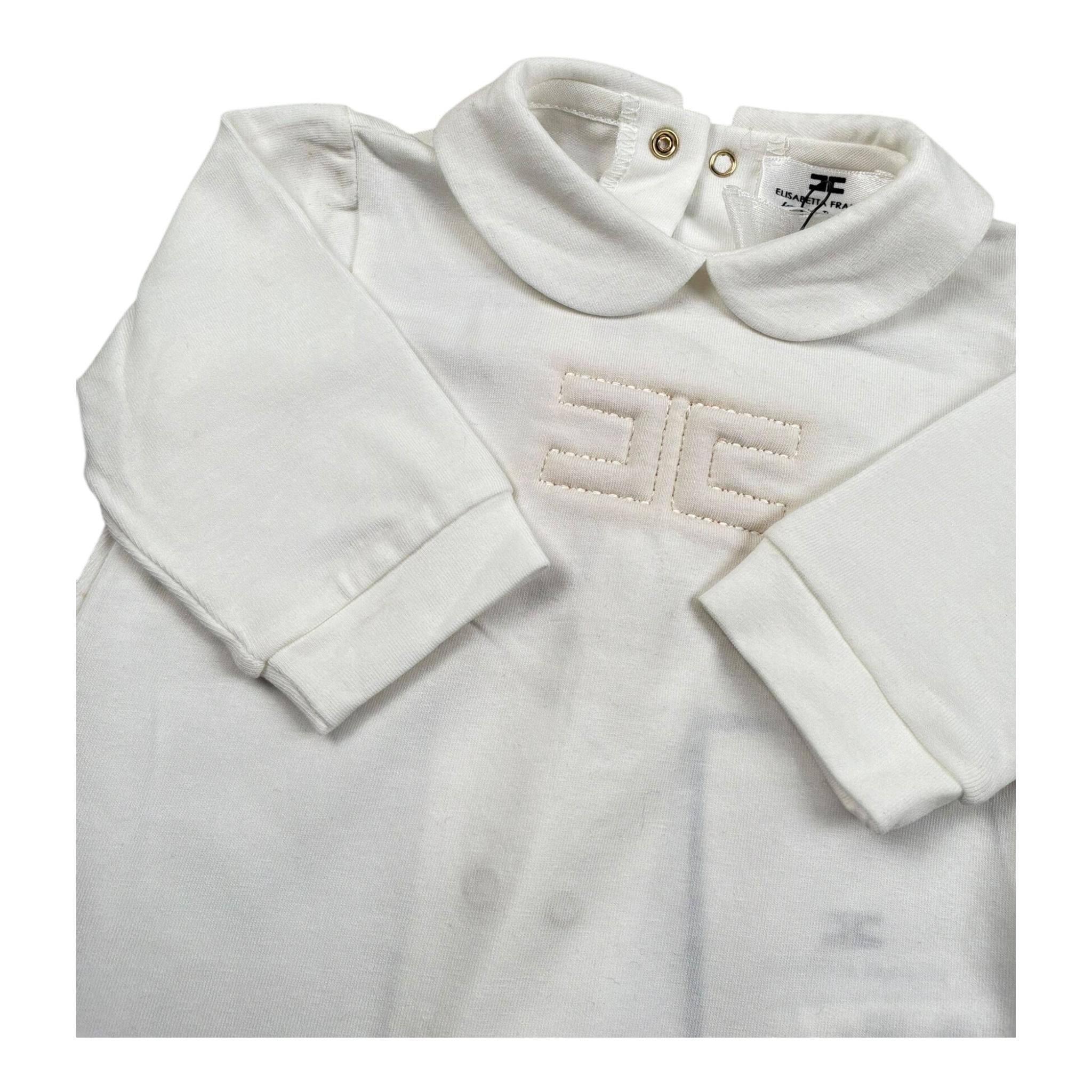 Elisabetta Franchi Tutina Manica Lunga Tinta Unita con Logo per Neonata ENTU52 BIANCO ELISABETTA FRANCHI 