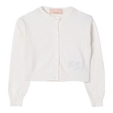 Elisabetta Franchi Cardigan Tinta Unita con Stampa Logo per Bambina EFMA163 PANNA ELISABETTA FRANCHI 