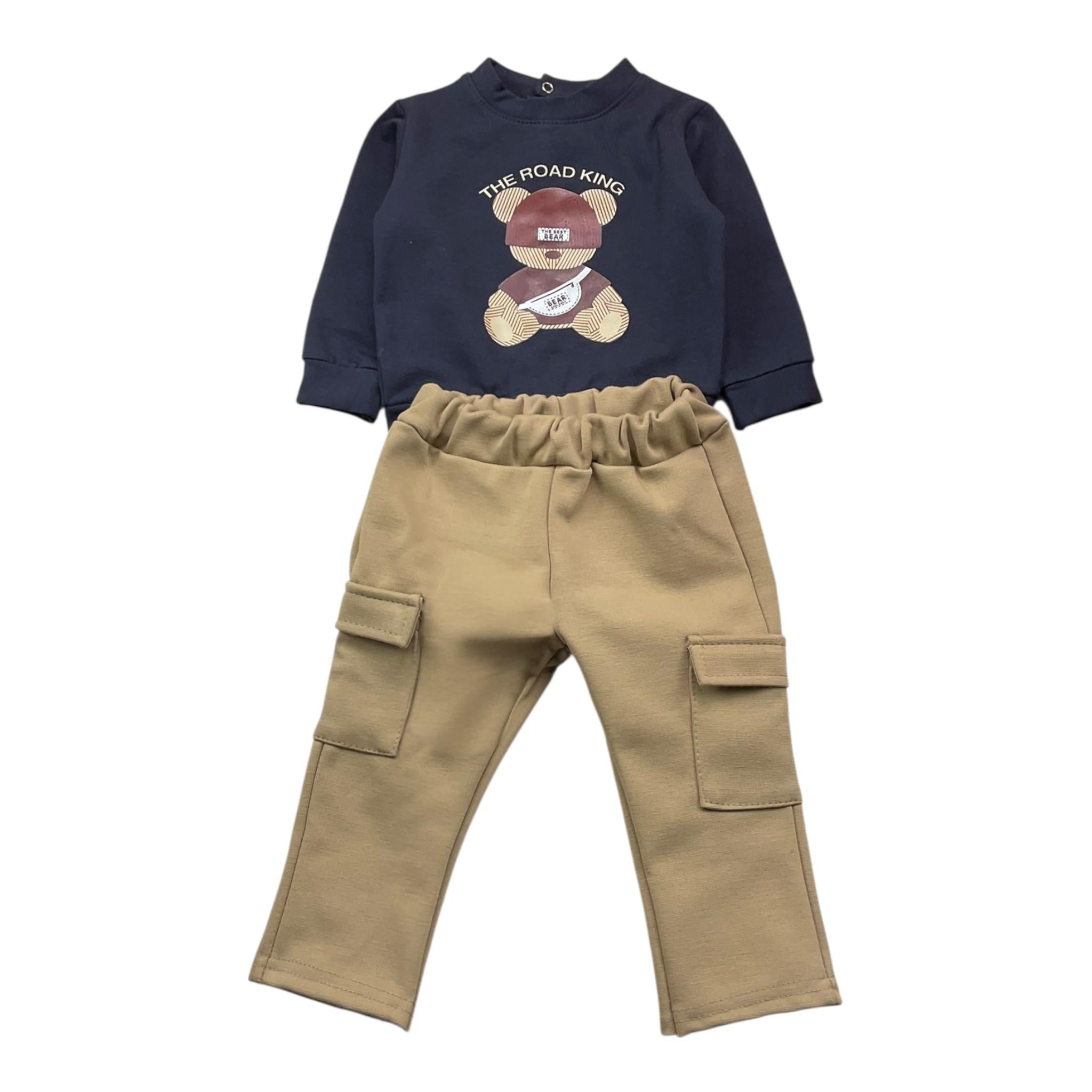 THE ROAD KING completo 2pz bicolore felpa-pantalone Blu per Neonato K069 BLU THE ROAD KING 