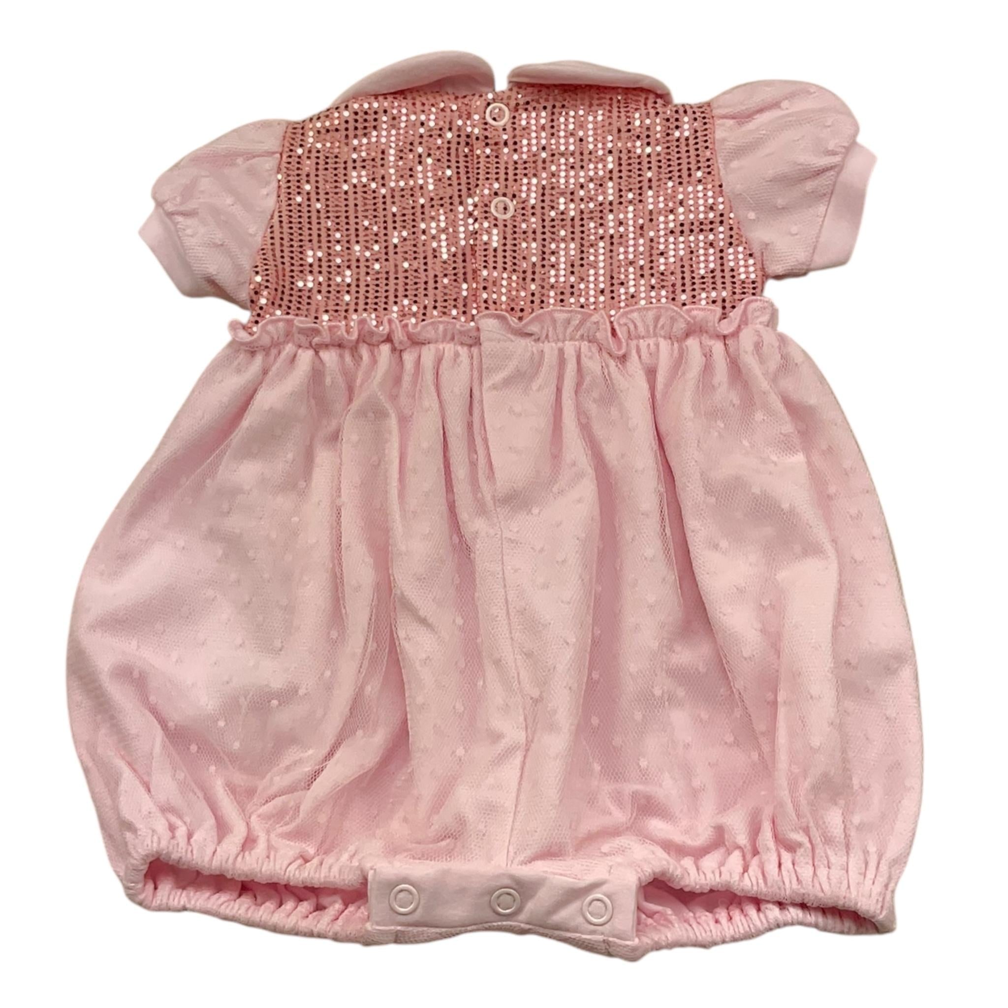 Le Bebe' Pagliaccetto Tinta Unita con Paillettes per Neonata LBG5608 ROSA LE BEBE' 