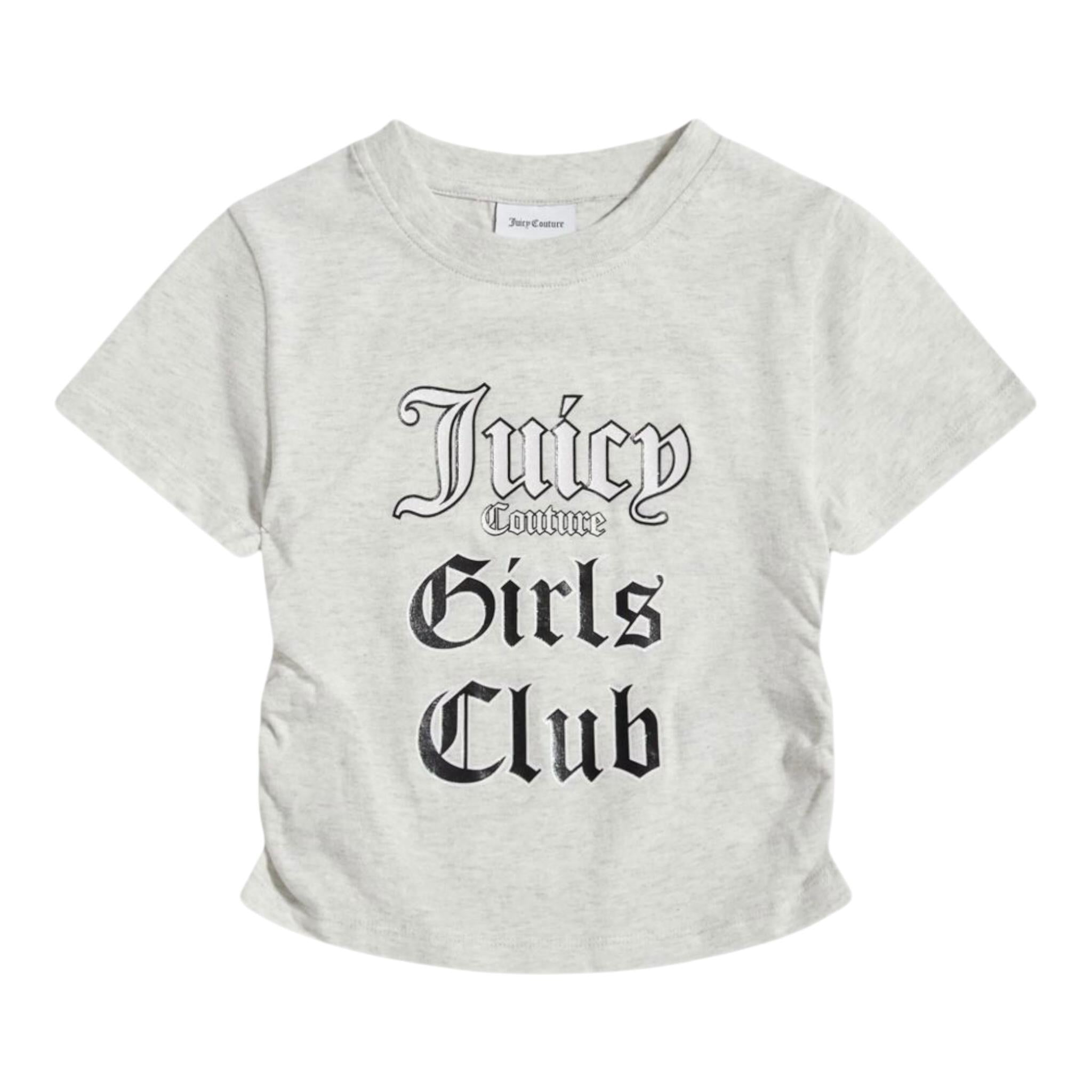 Juicy Couture T-Shirt Girocollo Tinta Unita con Stampa per Bambina JBX6620 GRIGIO JUICY COUTURE 
