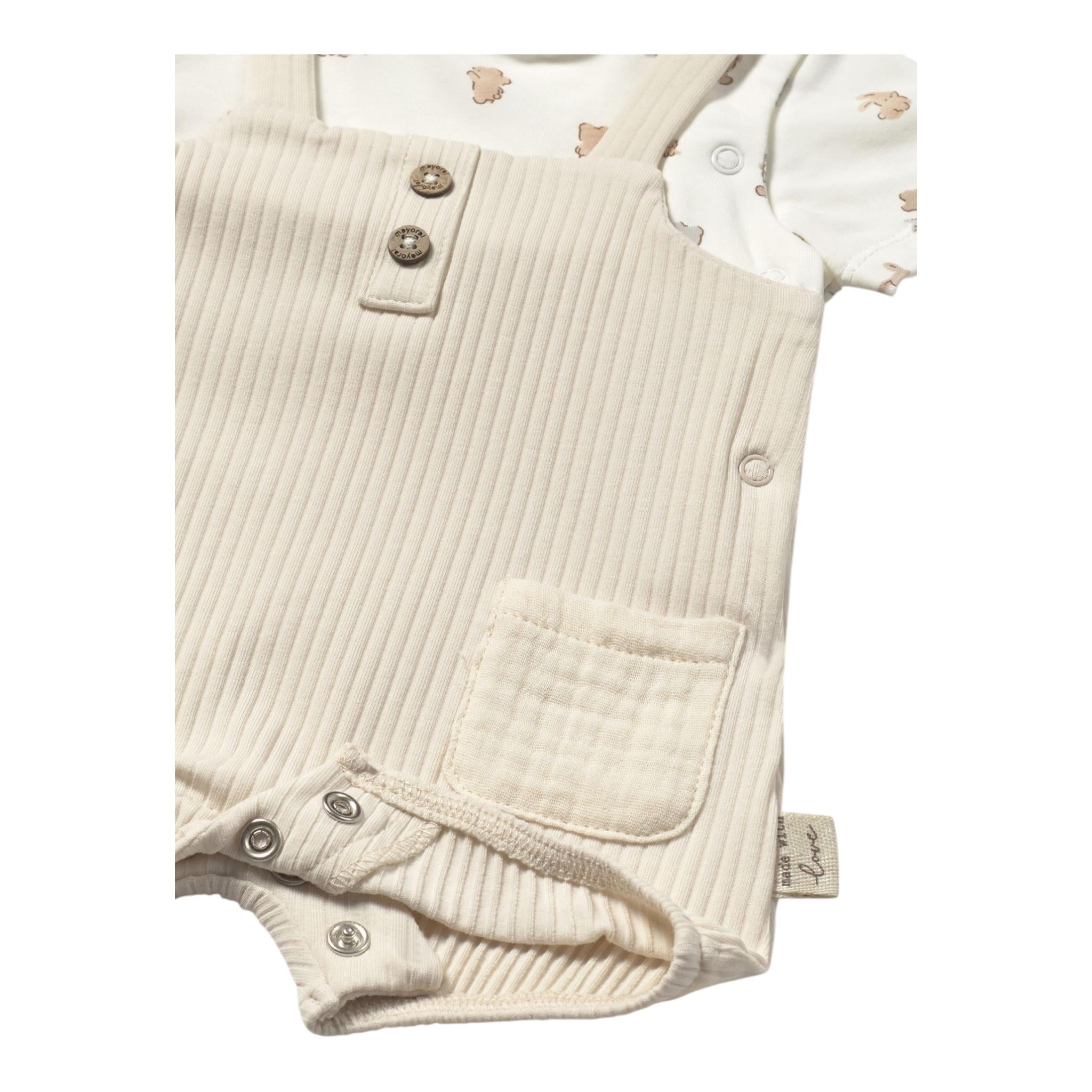 Mayoral Pagliaccetto Bicolore Mezza Manica con Fantasia per Neonato 1616 SABBIA MAYORAL 