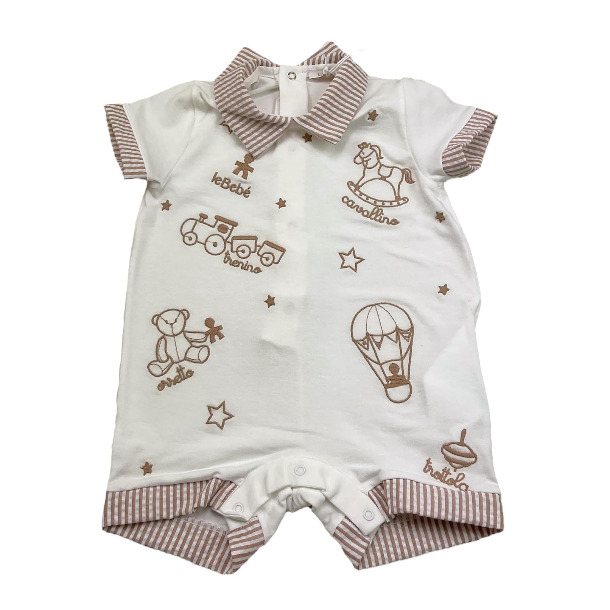 Le Bebe' Pagliaccetto Tinta Unita con Stampa per Neonato LBB4906 BIANCO LE BEBE' 