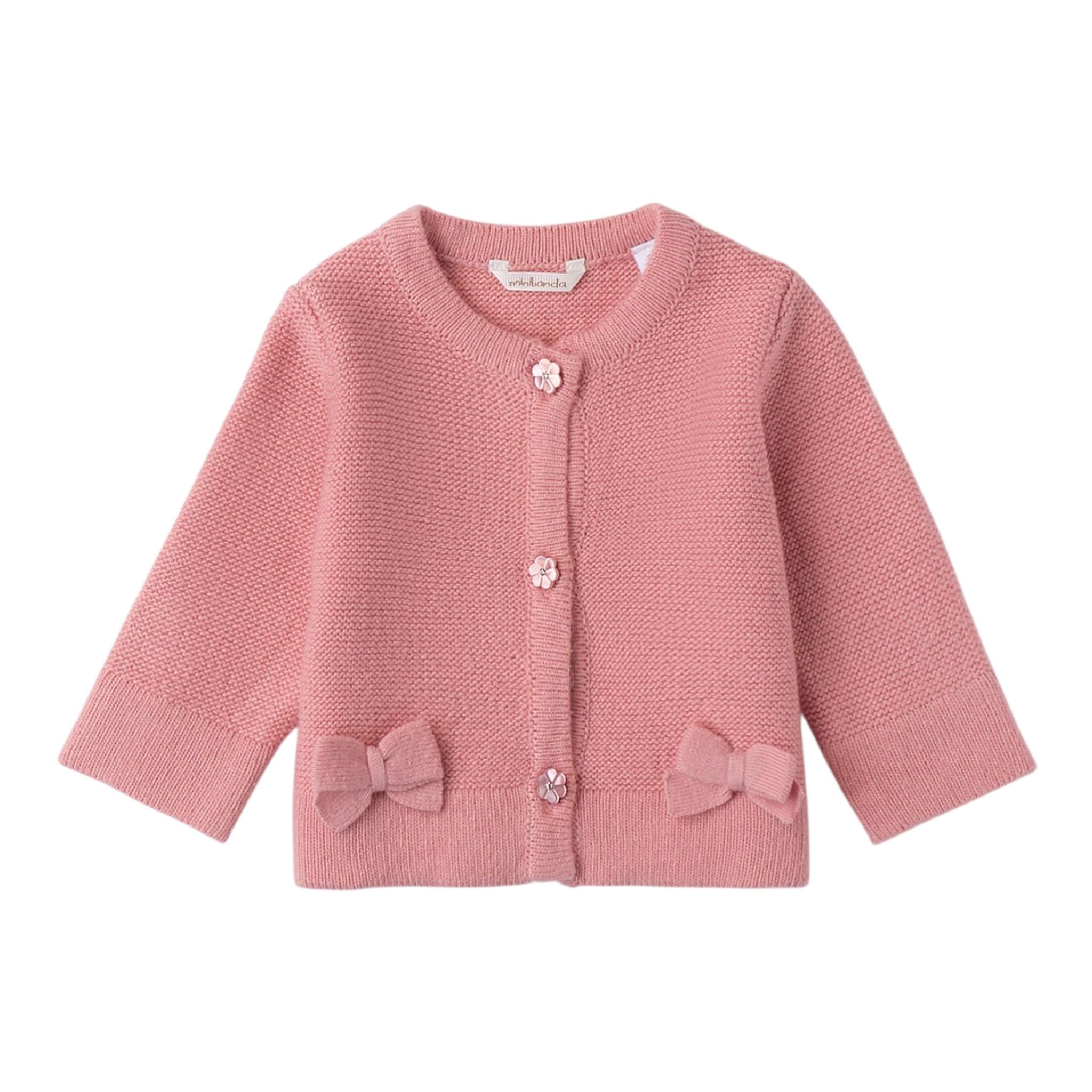 MINI BANDA cardigan tinta unita con fiocchi Rosa per Neonata A740 ROSA MINI BANDA 