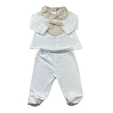 Le Bebe Completo 2 Pezzi Shirt-Ghettina Tinta Unita per Neonata LBG6335 BIANCO LE BEBE 