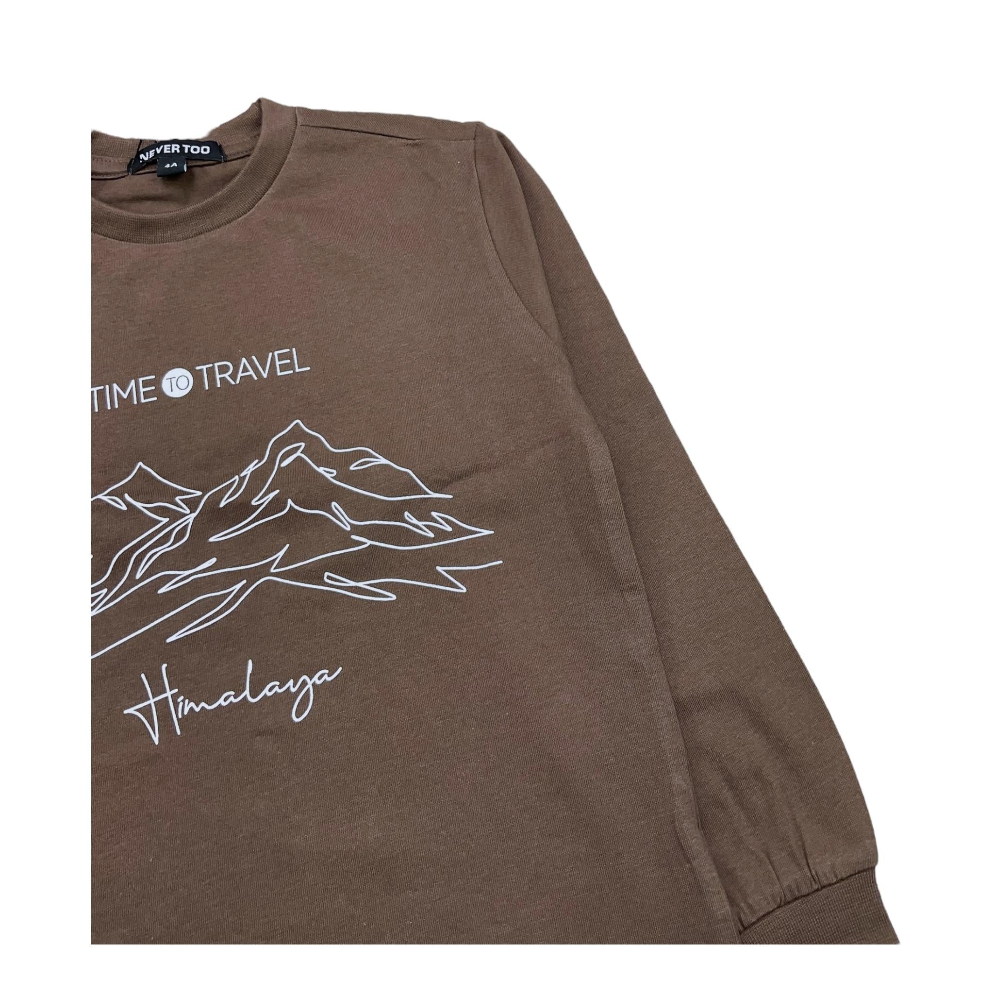NEVER TOO shirt girocollo tinta unita con stampa in contrast Marrone per Bambino NT2187B MARRONE NEVER TOO 