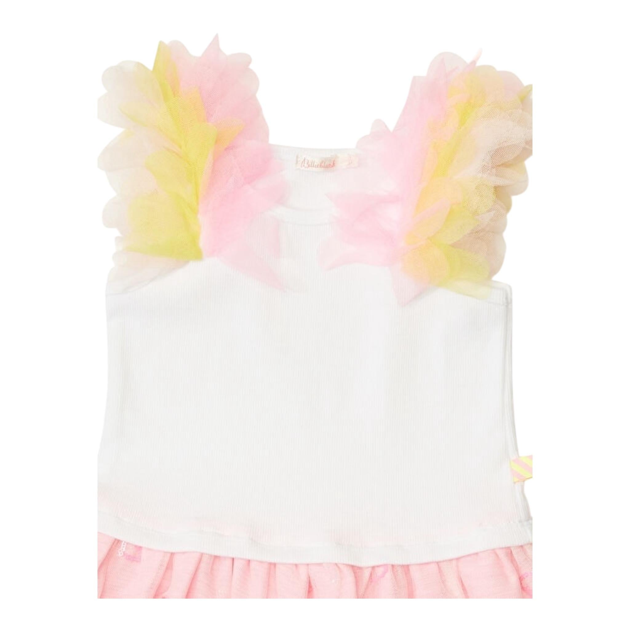 Billieblush Abito Giromanica con Gonna In Tulle per Neonata U20957X BIANCO BillIEBLUSH 