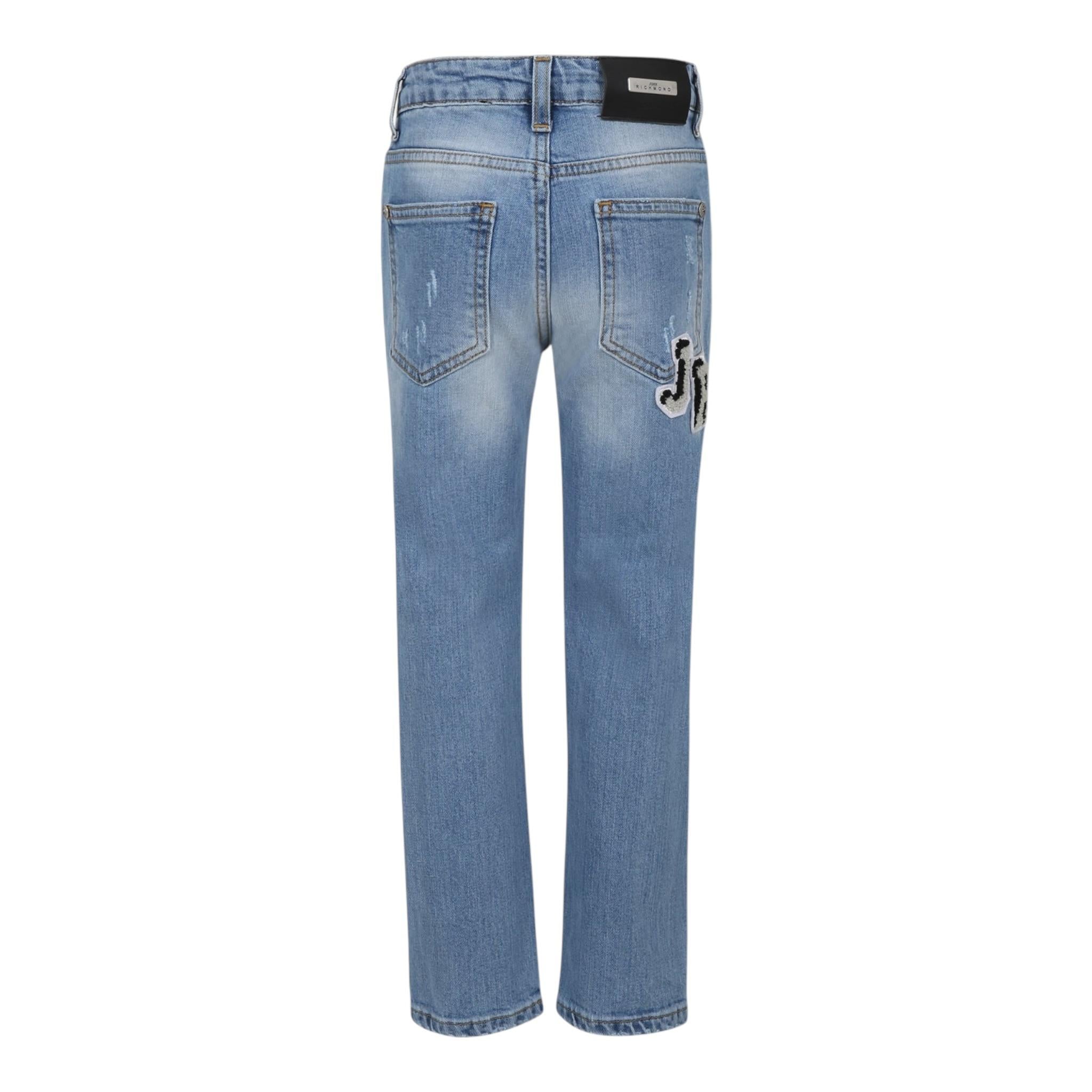 John Richmond Jeans Tinta Unita con Girovita Regolabile per Bambino RBP25182JE AZZURRO JOHN RICHMOND 