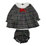 VALENTINA BEBES set abito-coulotte fantasia scozzese e colletto Verde per Neonata MAR86 VERDE VALENTINA BEBES 